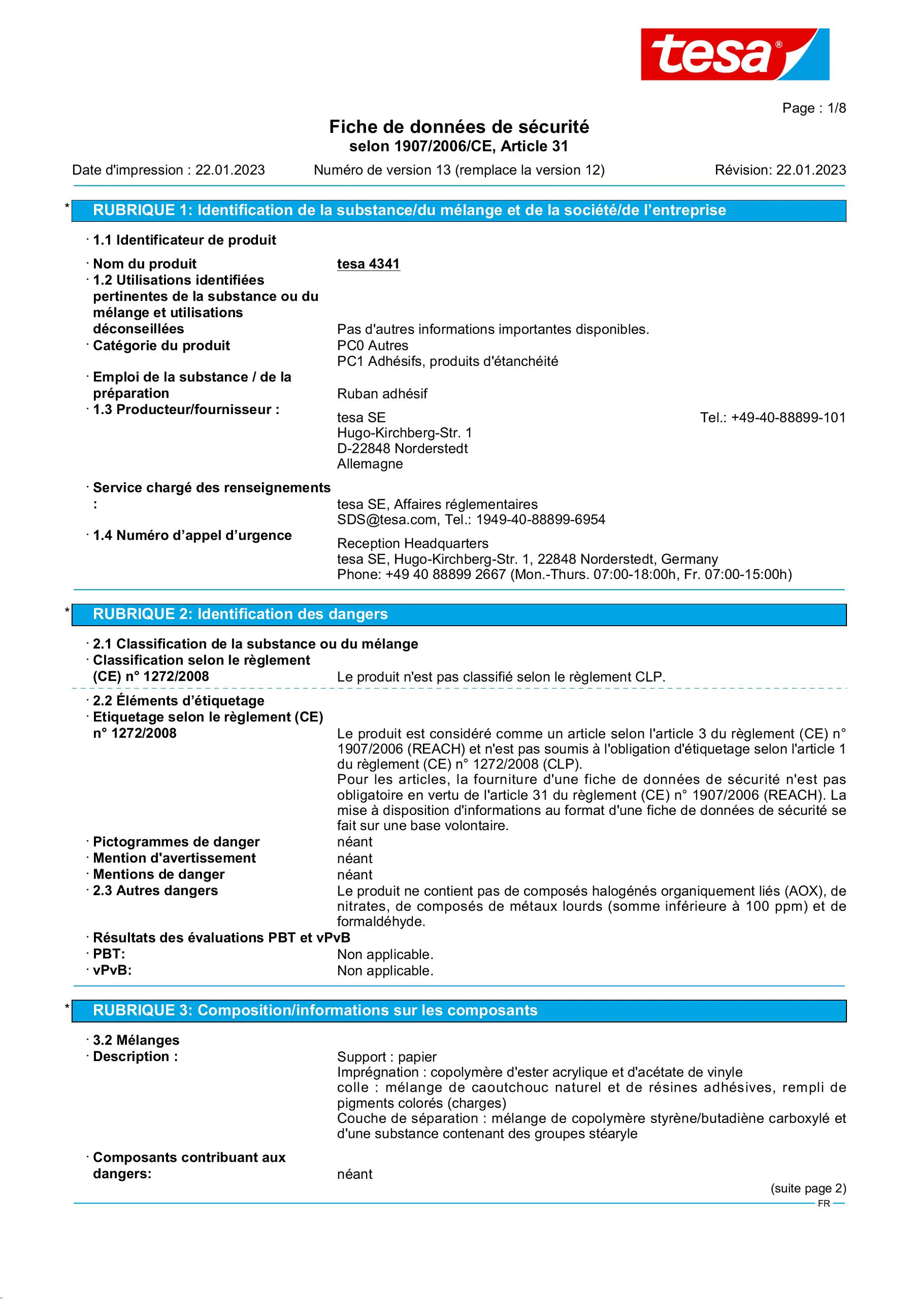 Safety data sheet_tesa® 4341_fr-FR_v13