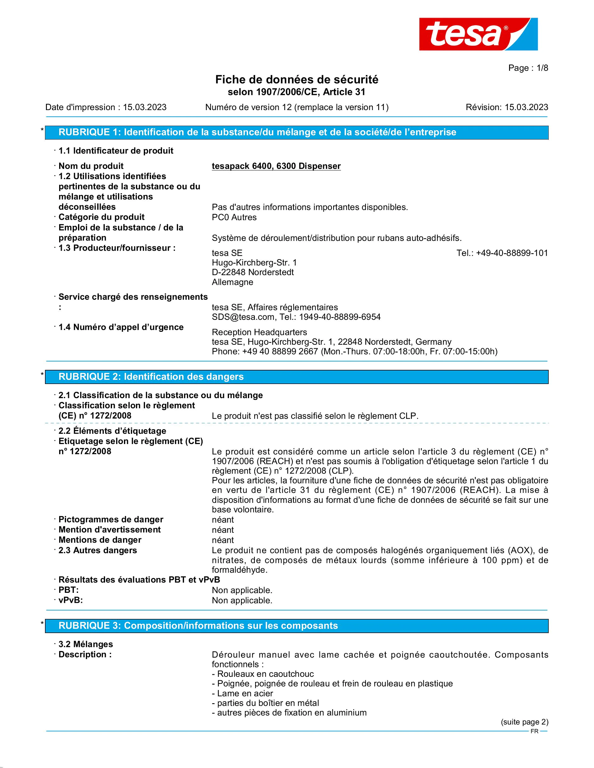 Safety data sheet_tesapack® 06300_fr-FR_v12