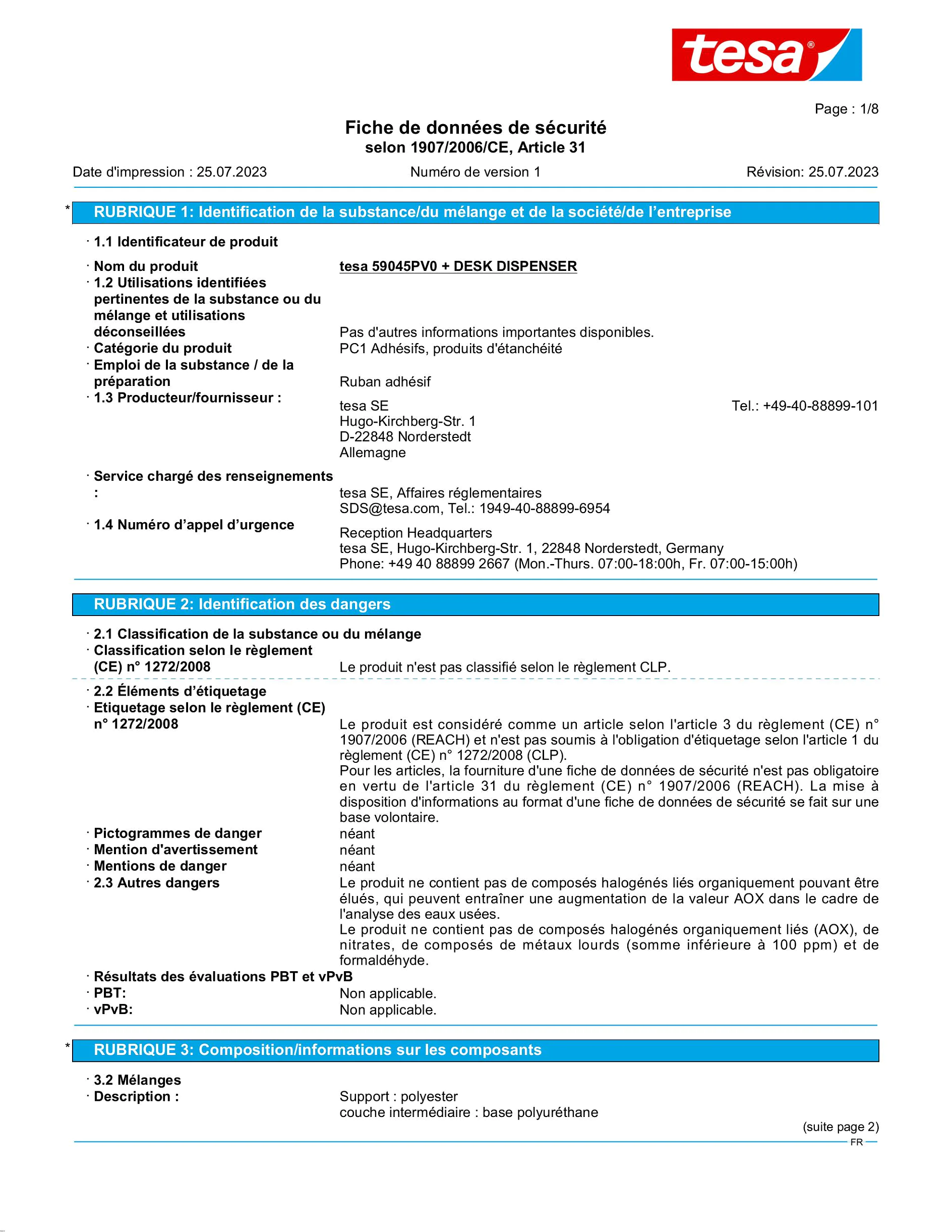 Safety data sheet_tesafilm® 59045_fr-FR_v1