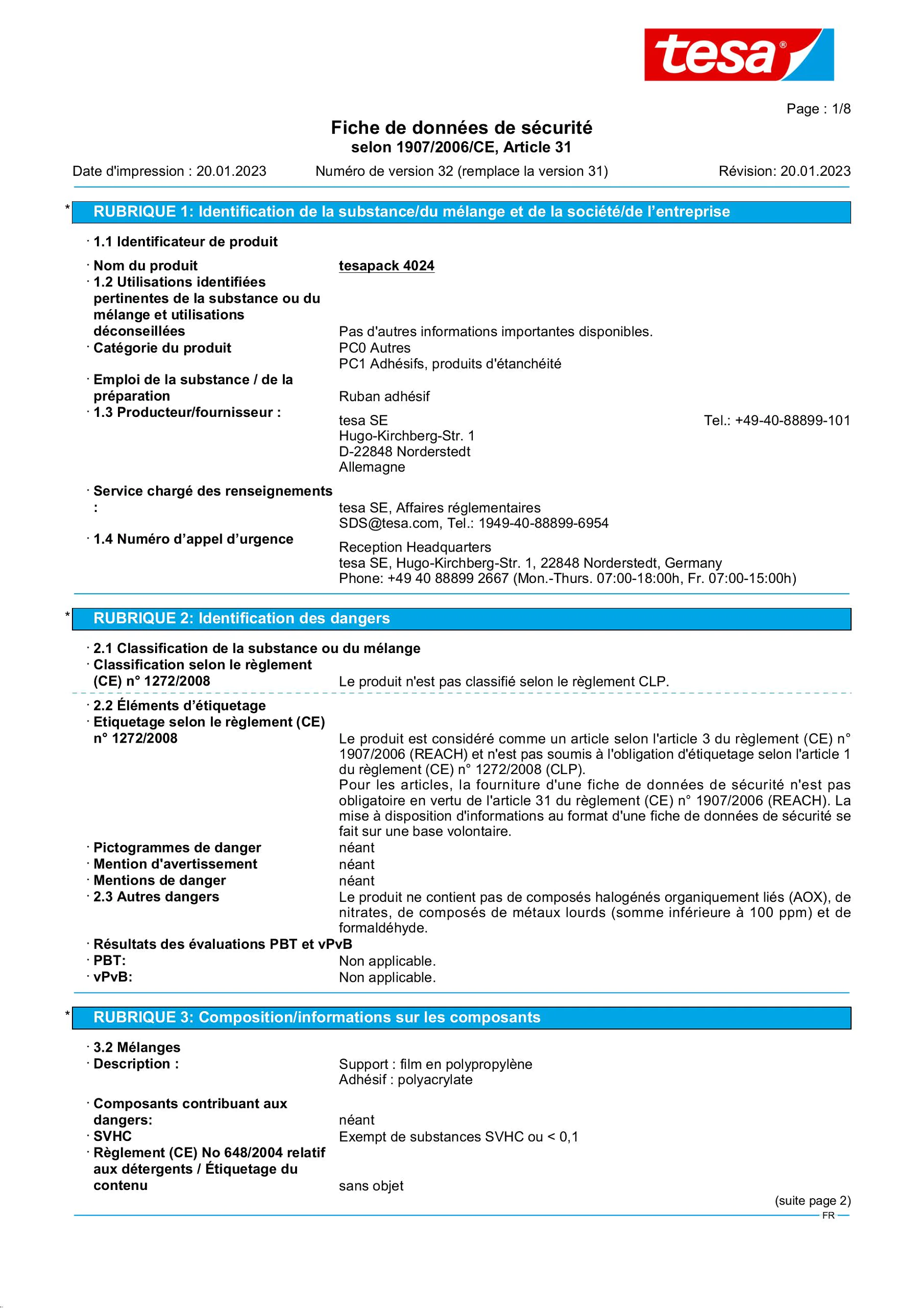 Safety data sheet_tesa® 4024_fr-FR_v32