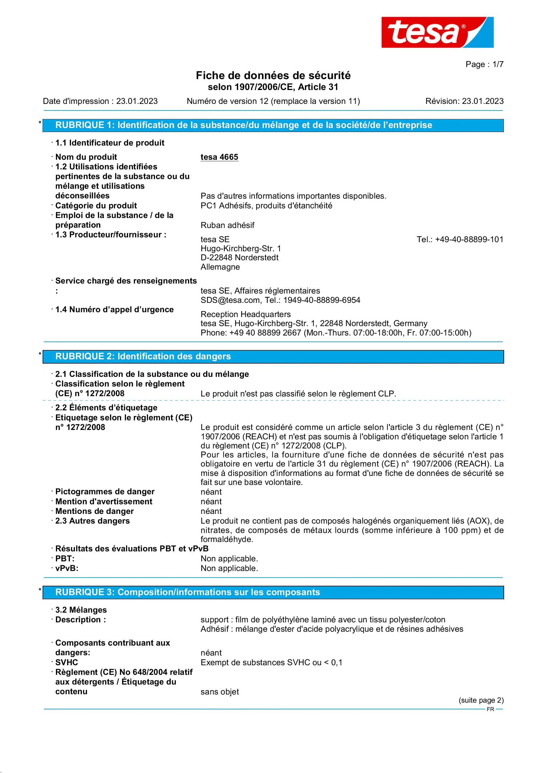 Safety data sheet_tesa® Professional 04665_fr-FR_v12