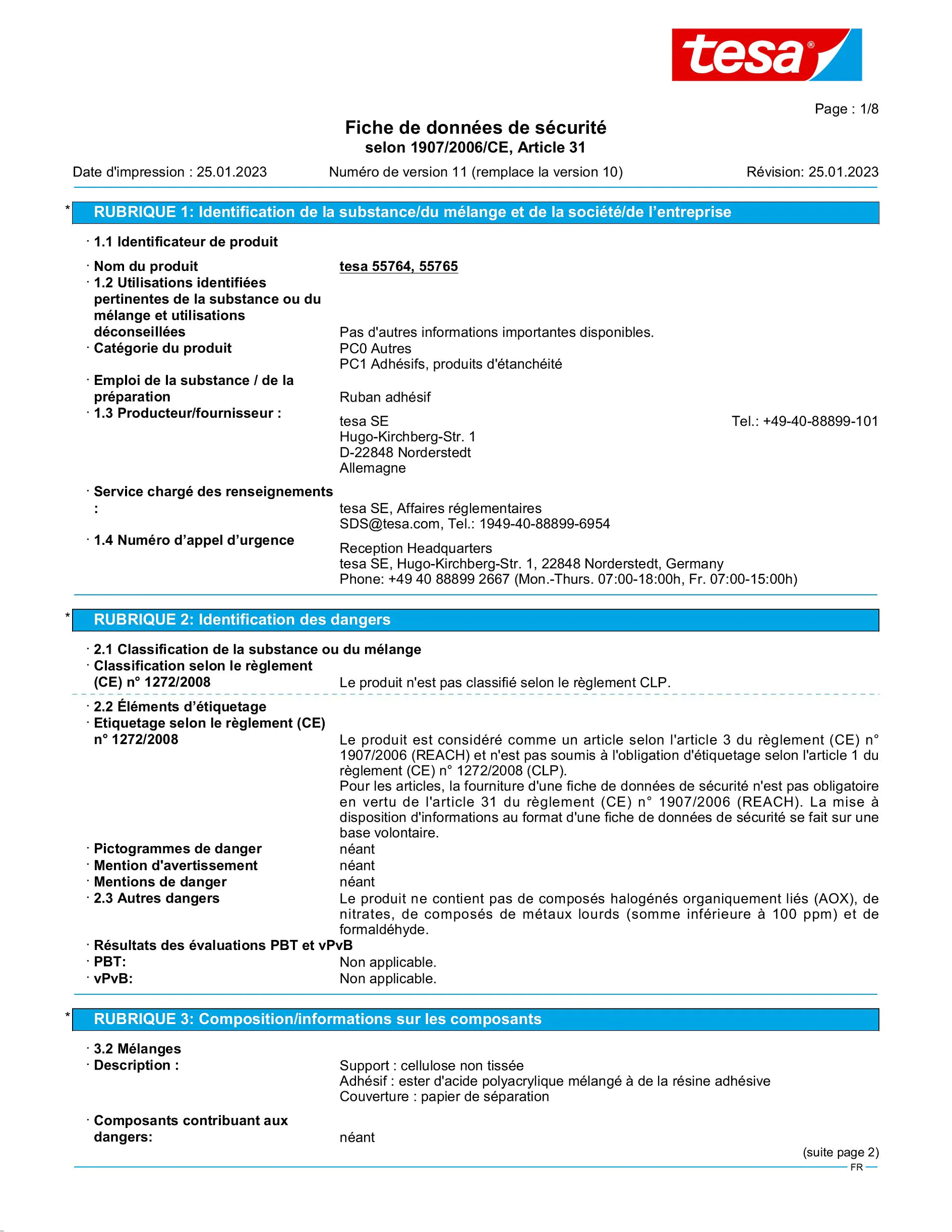 Safety data sheet_tesa® Powerbond 55751_fr-FR_v11