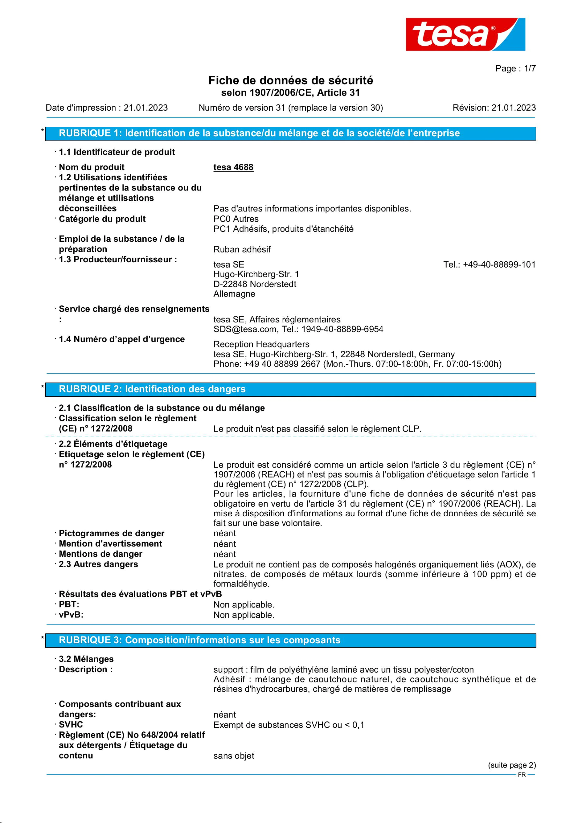 Safety data sheet_tesa® Professional 04688_fr-FR_v31