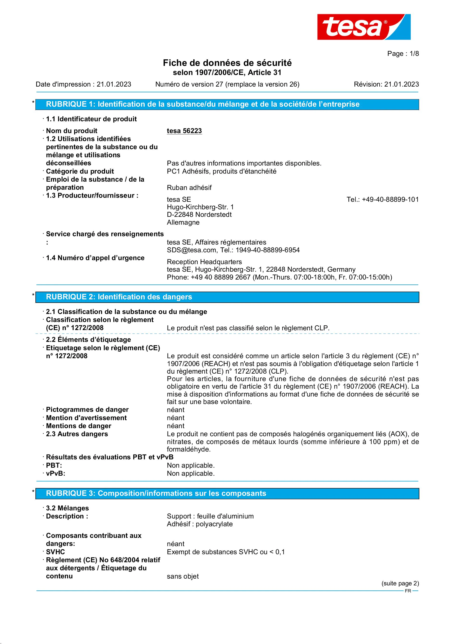 Safety data sheet_tesa® 56223_fr-FR_v27