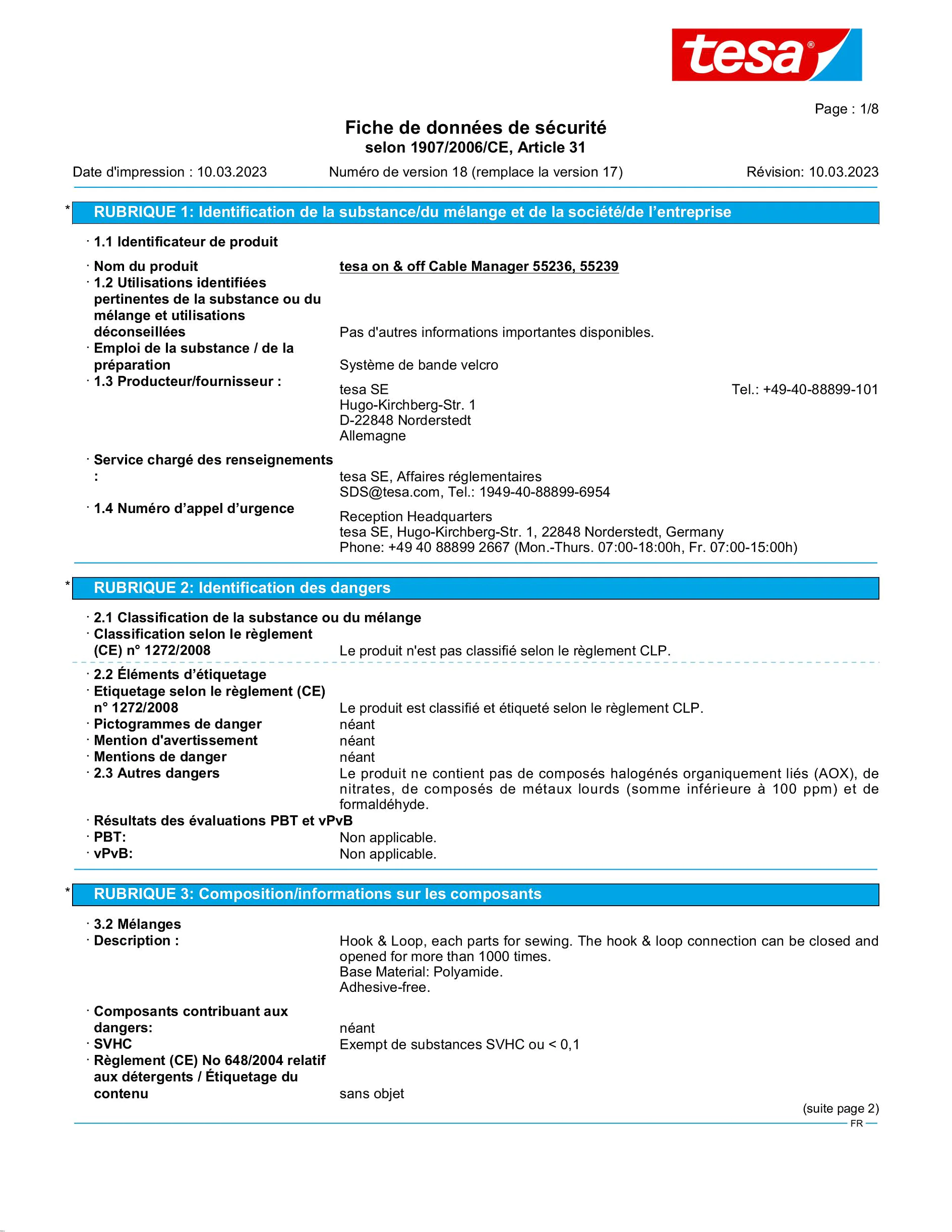 Safety data sheet_tesa® On & Off 55236_fr-FR_v18