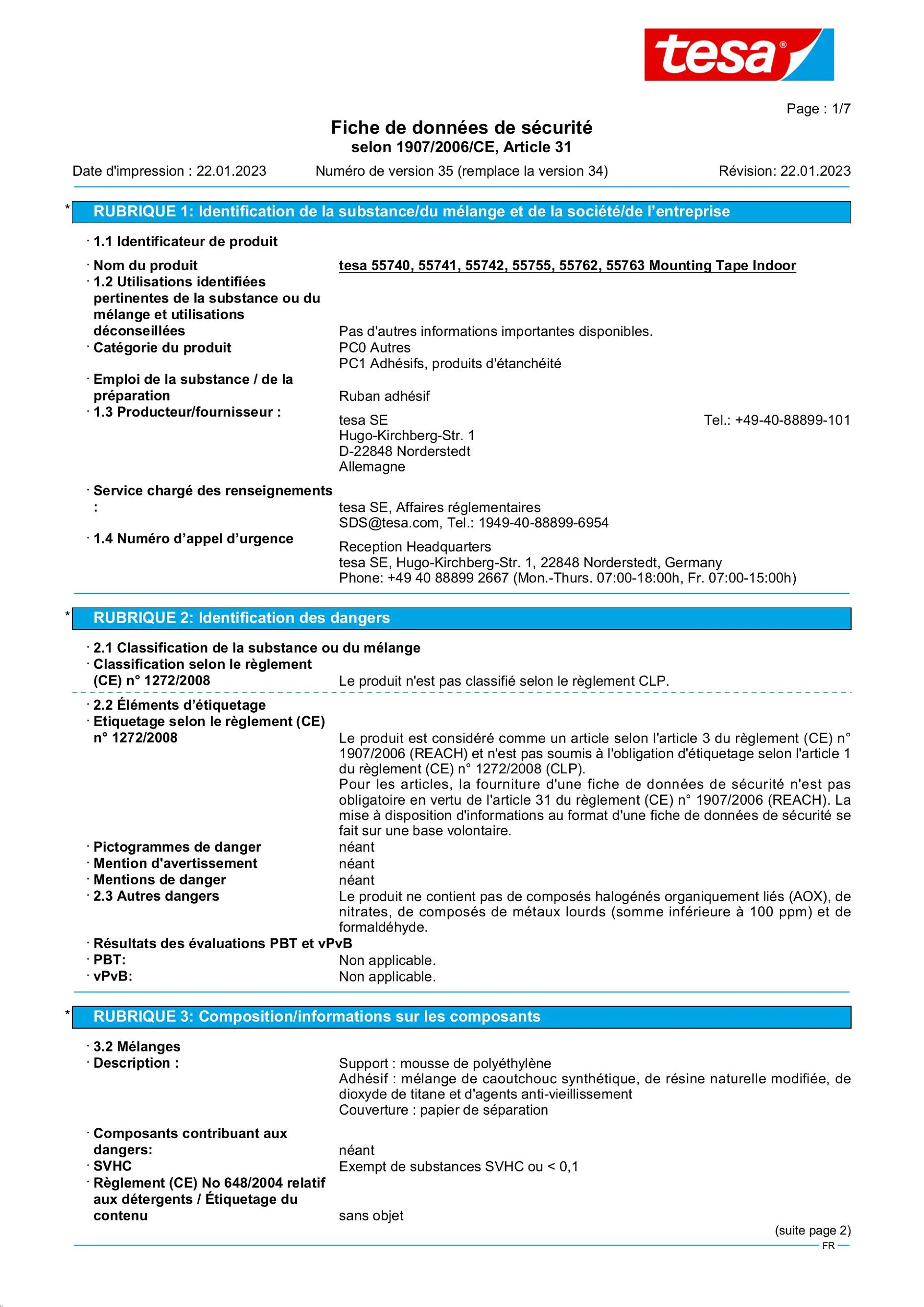 Safety data sheet_tesa® Powerbond 55740_fr-FR_v35