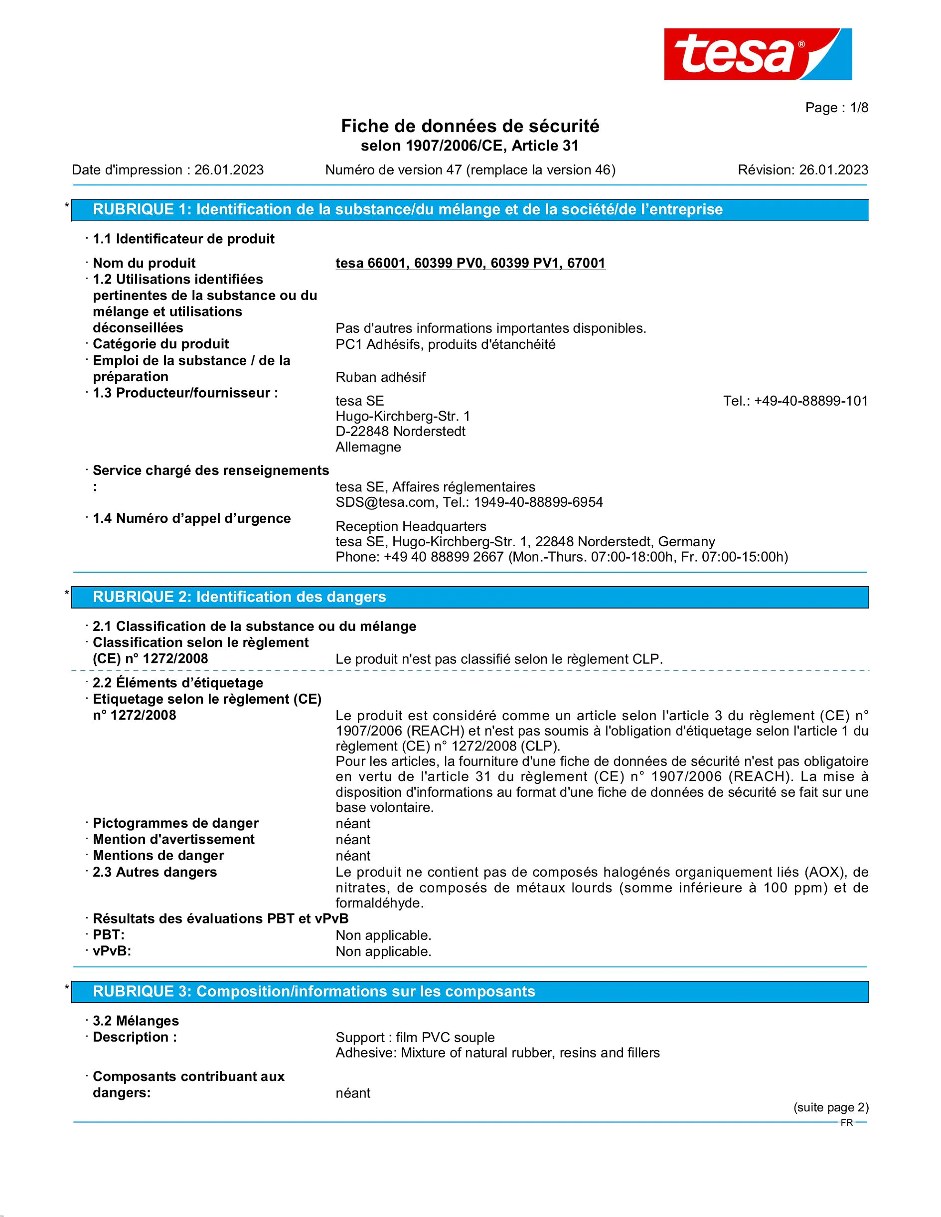 Safety data sheet_tesa® Professional 60399_fr-FR_v47