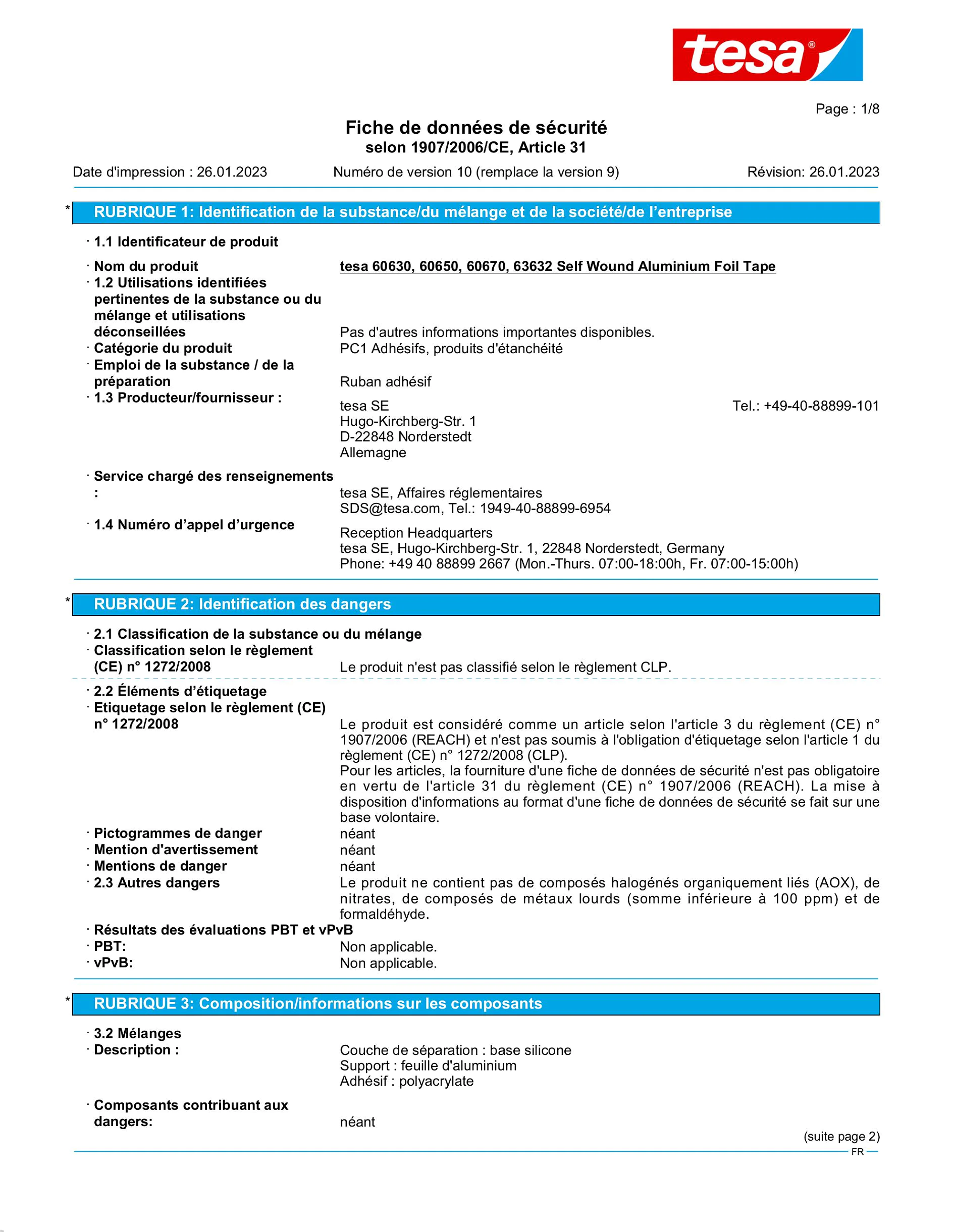 Safety data sheet_tesa® Professional 63632_fr-FR_v10