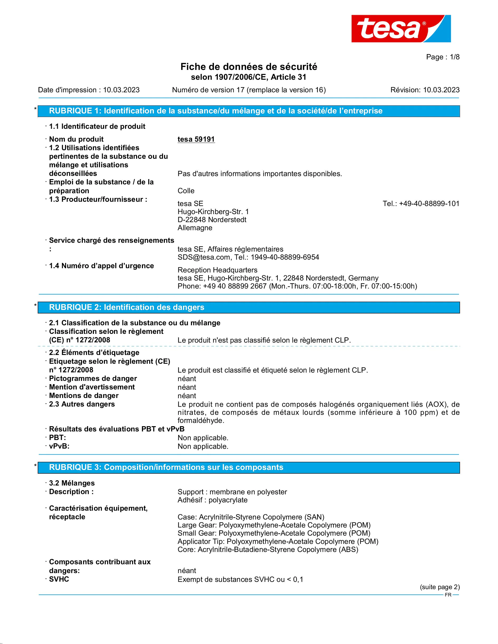 Safety data sheet_tesa® 59191_fr-FR_v17