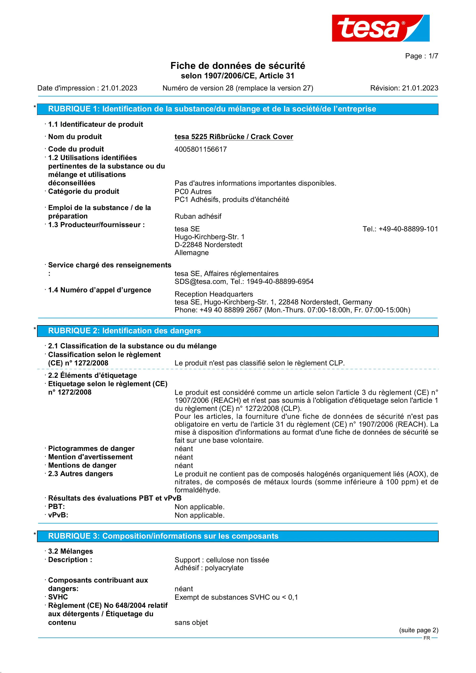 Safety data sheet_tesa® 05225_fr-FR_v28