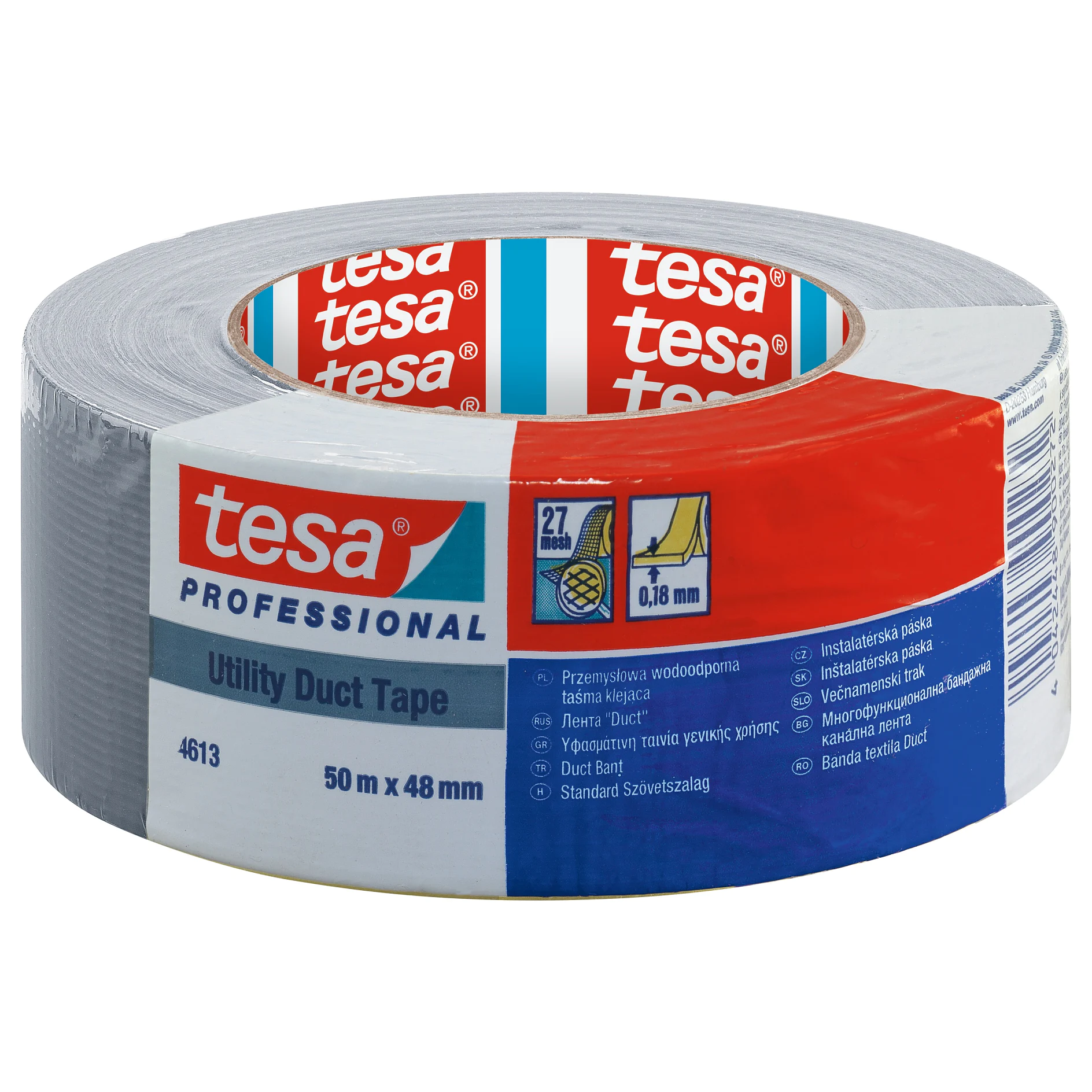 [en-en] tesa Professional Utility Duct Tape, 50m:48mm, Silver Grey, LI601