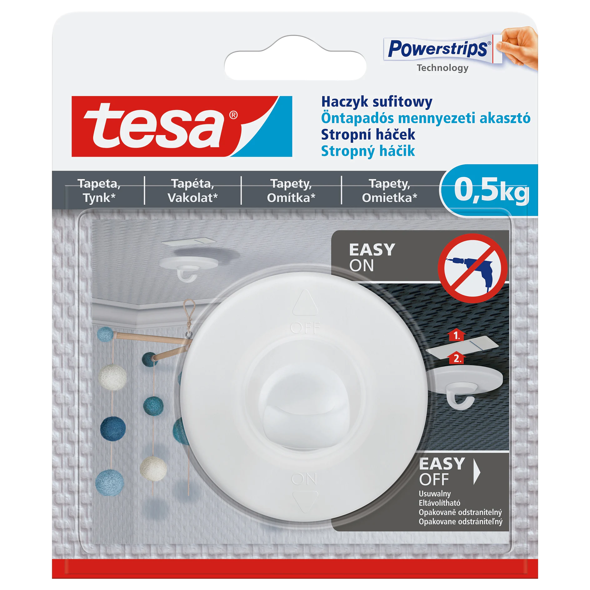 [en-en] tesa Smart Mounting System Ceiling hook Plaster 0.5kg