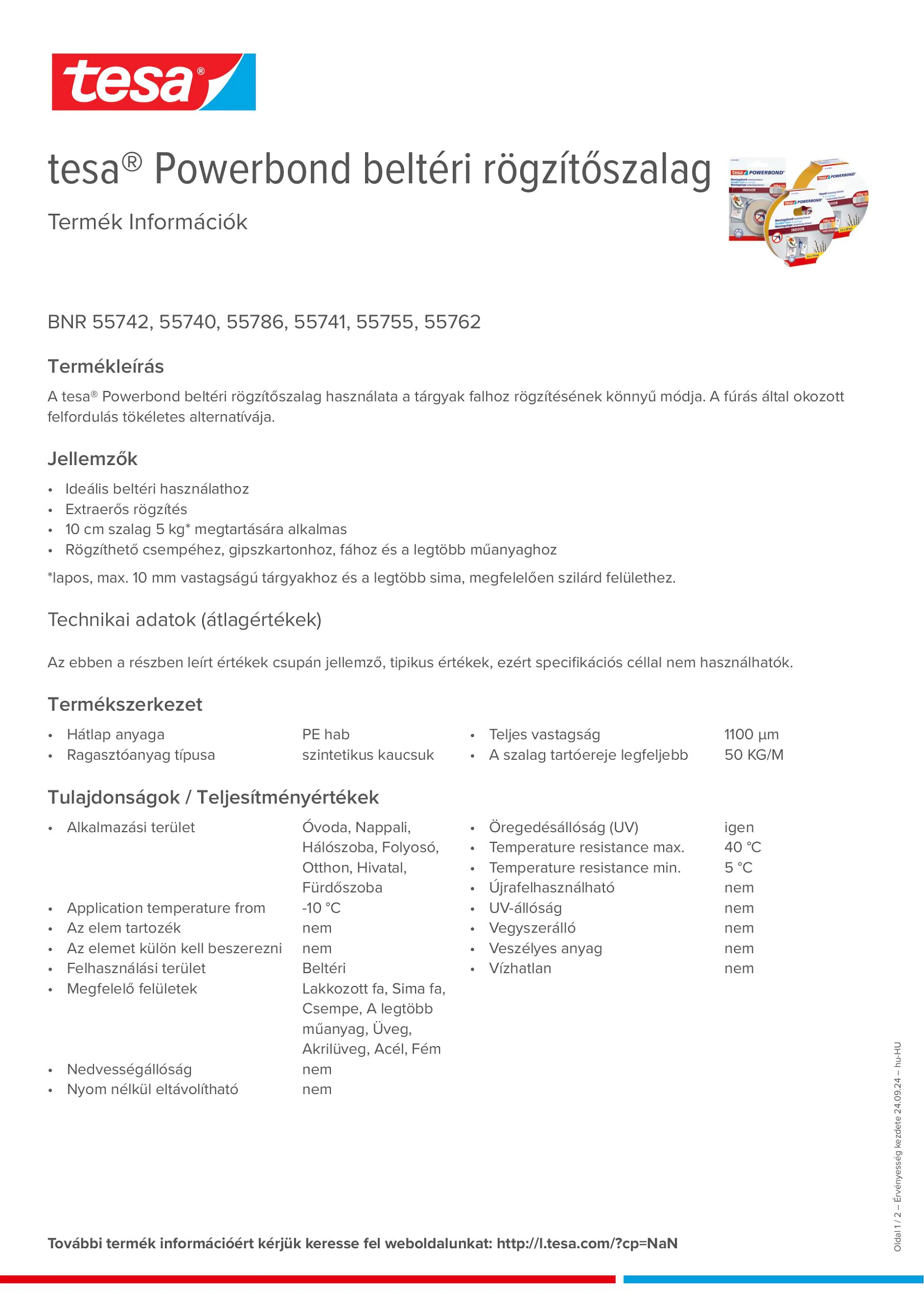 Product information_tesa® Powerbond 55740_hu-HU