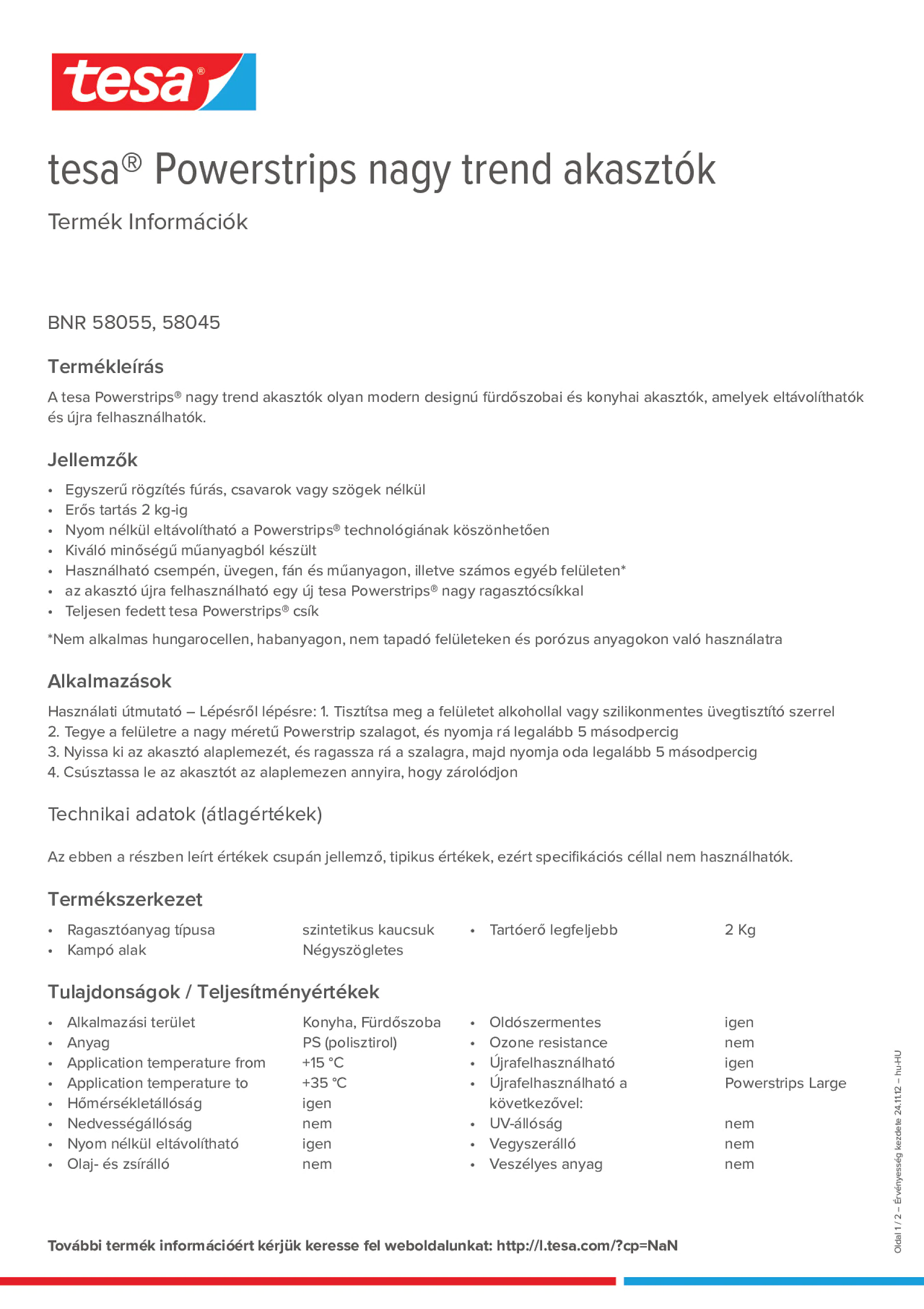 Product information_tesa® Powerstrips 58045_hu-HU