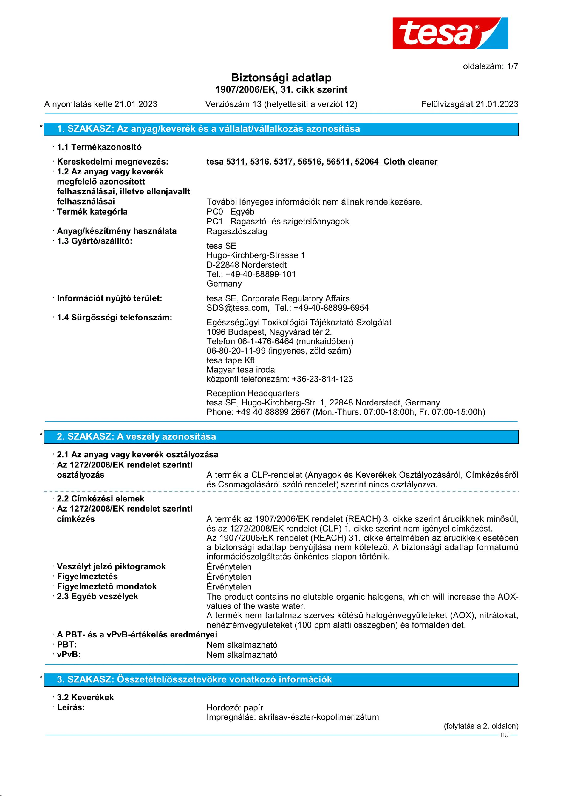 Safety data sheet_tesa® 05311_hu-HU_v13