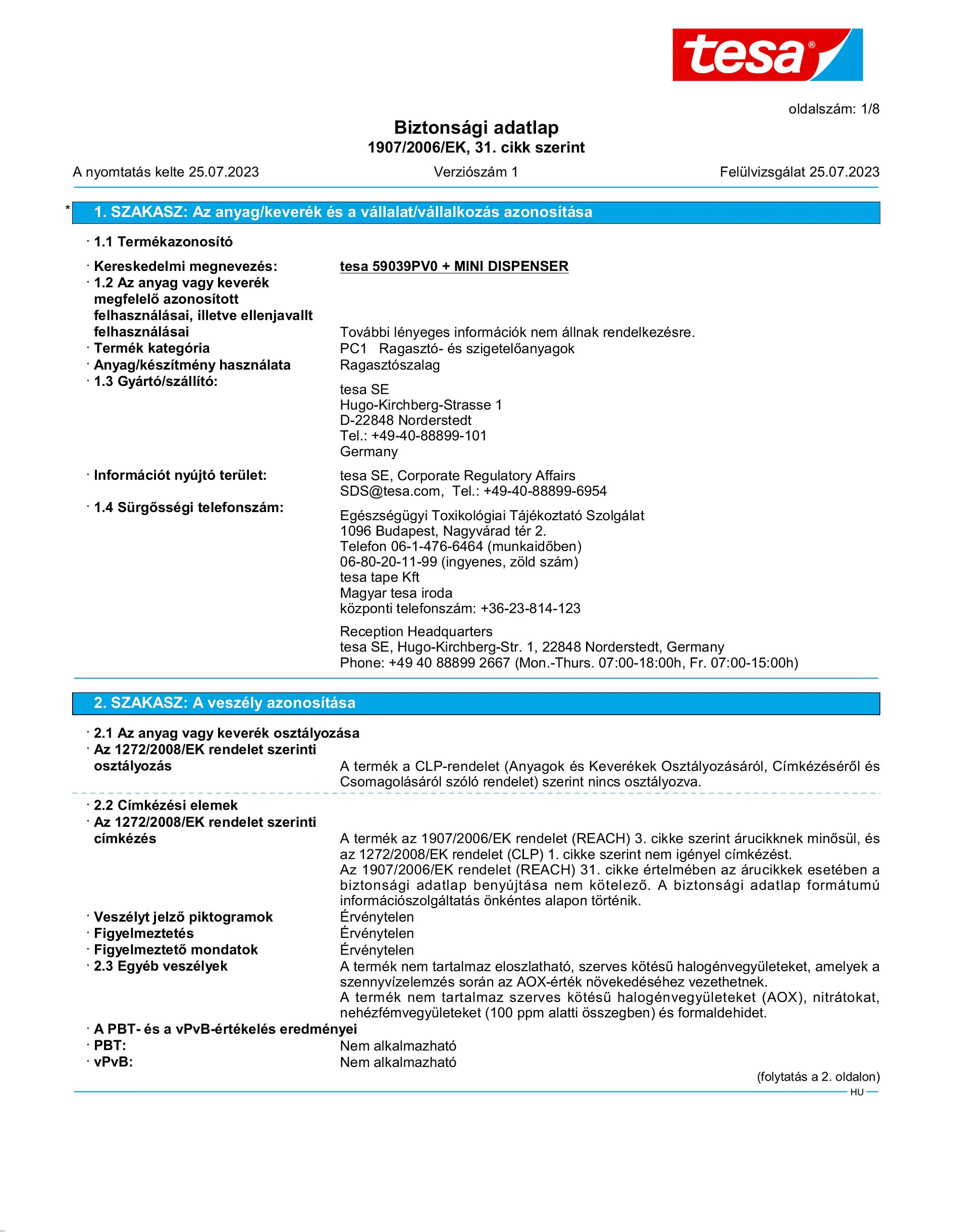 Safety data sheet_tesafilm® 59038_hu-HU_v1