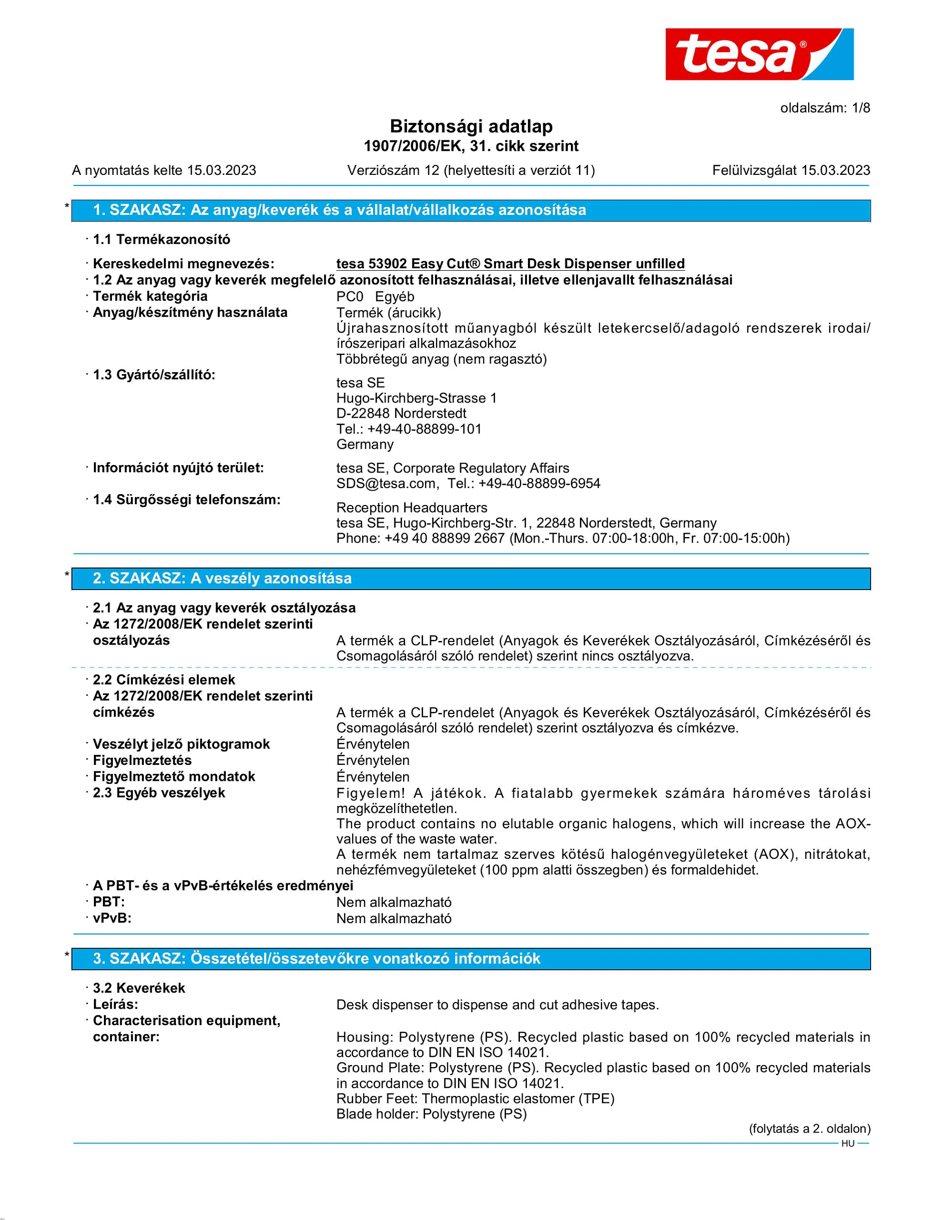 Safety data sheet_tesa® Easy Cut 53902_hu-HU_v12