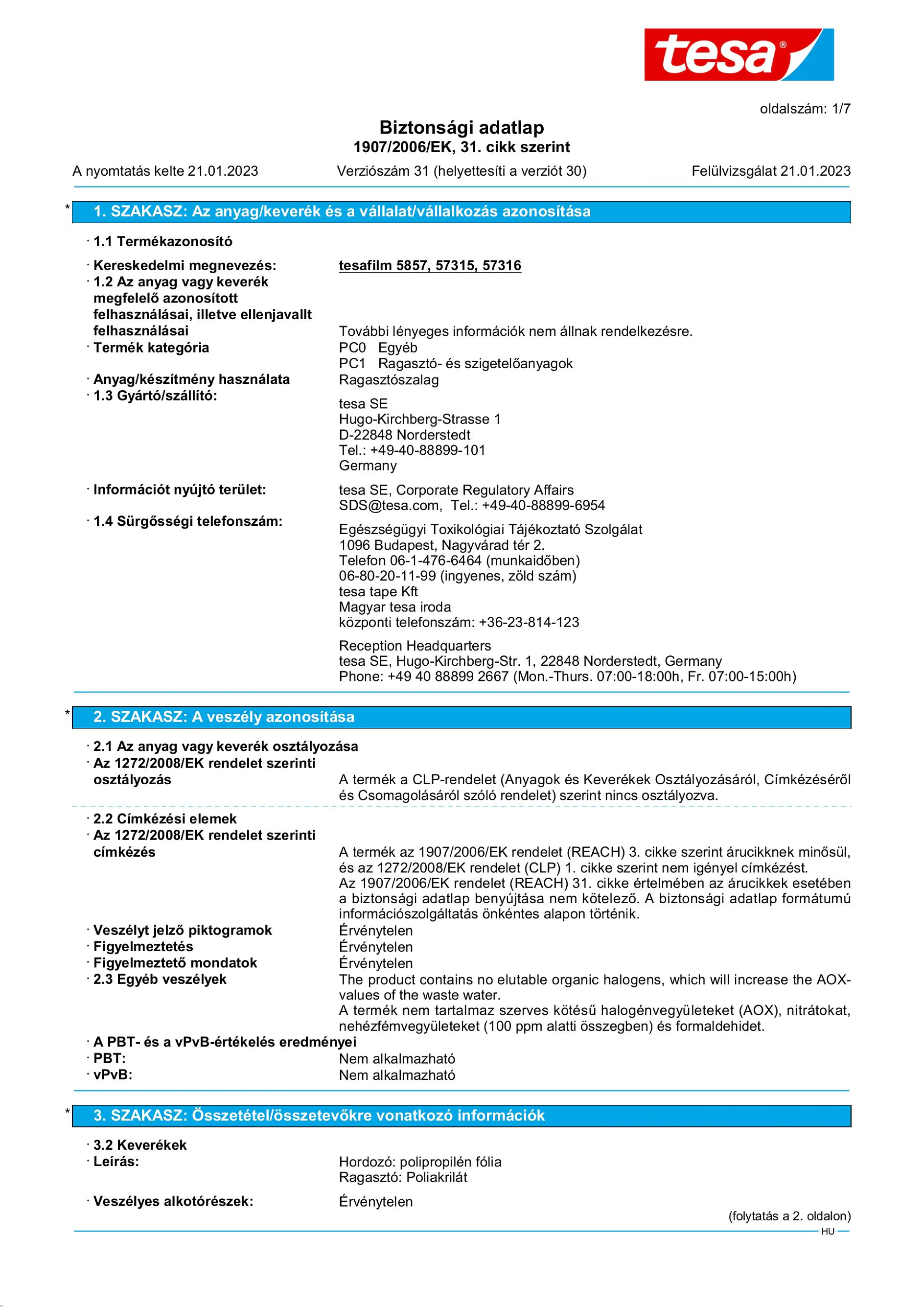 Safety data sheet_tesafilm® 57315_hu-HU_v31