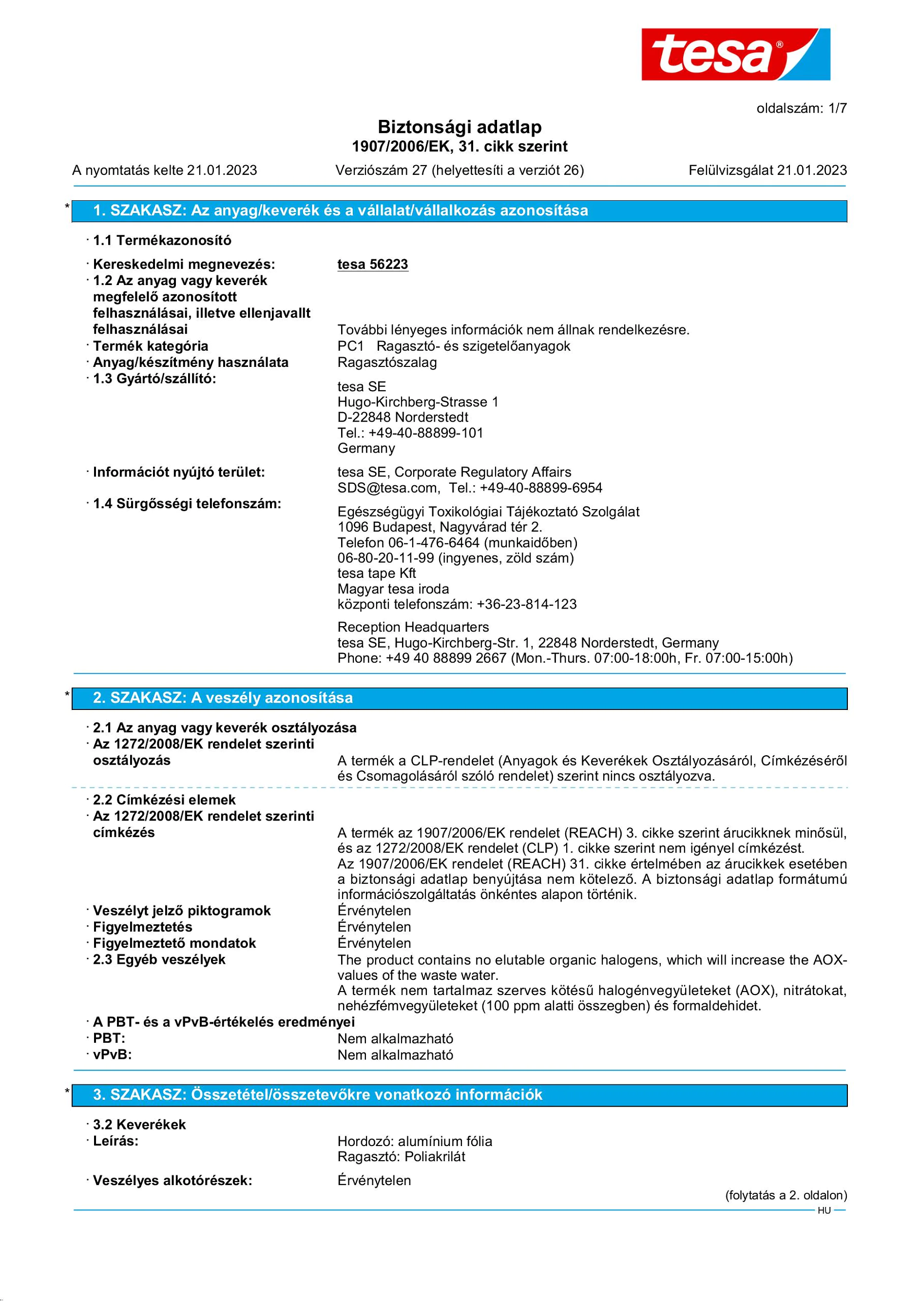 Safety data sheet_tesa® 56223_hu-HU_v27