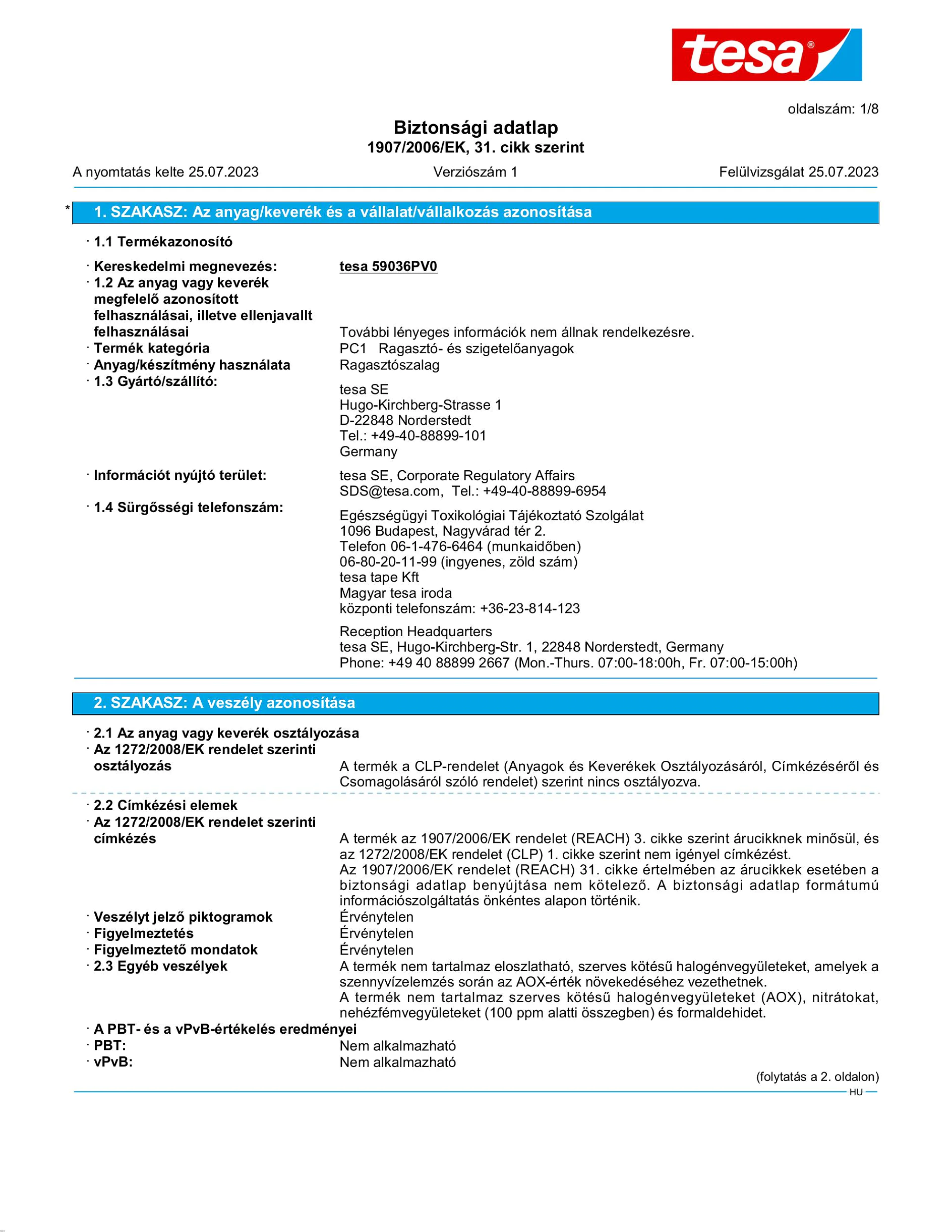 Safety data sheet_tesafilm® 59036_hu-HU_v1