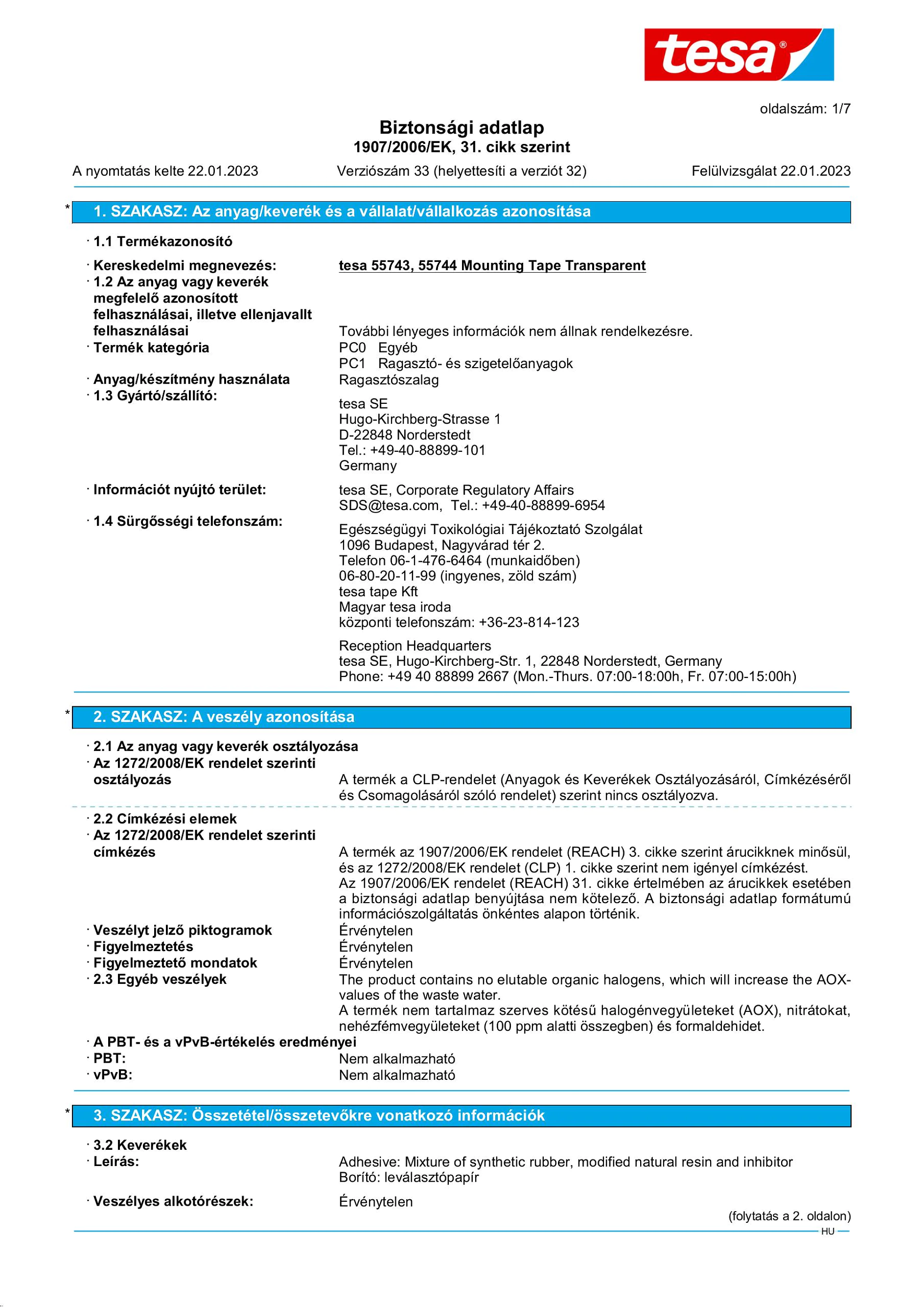 Safety data sheet_tesa® Powerbond 55744_hu-HU_v33