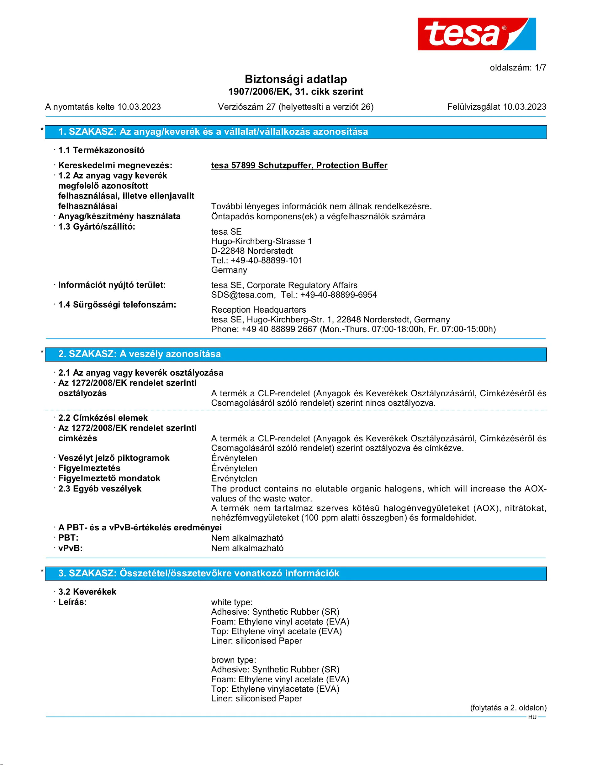 Safety data sheet_tesa® Protect 57705_hu-HU_v27