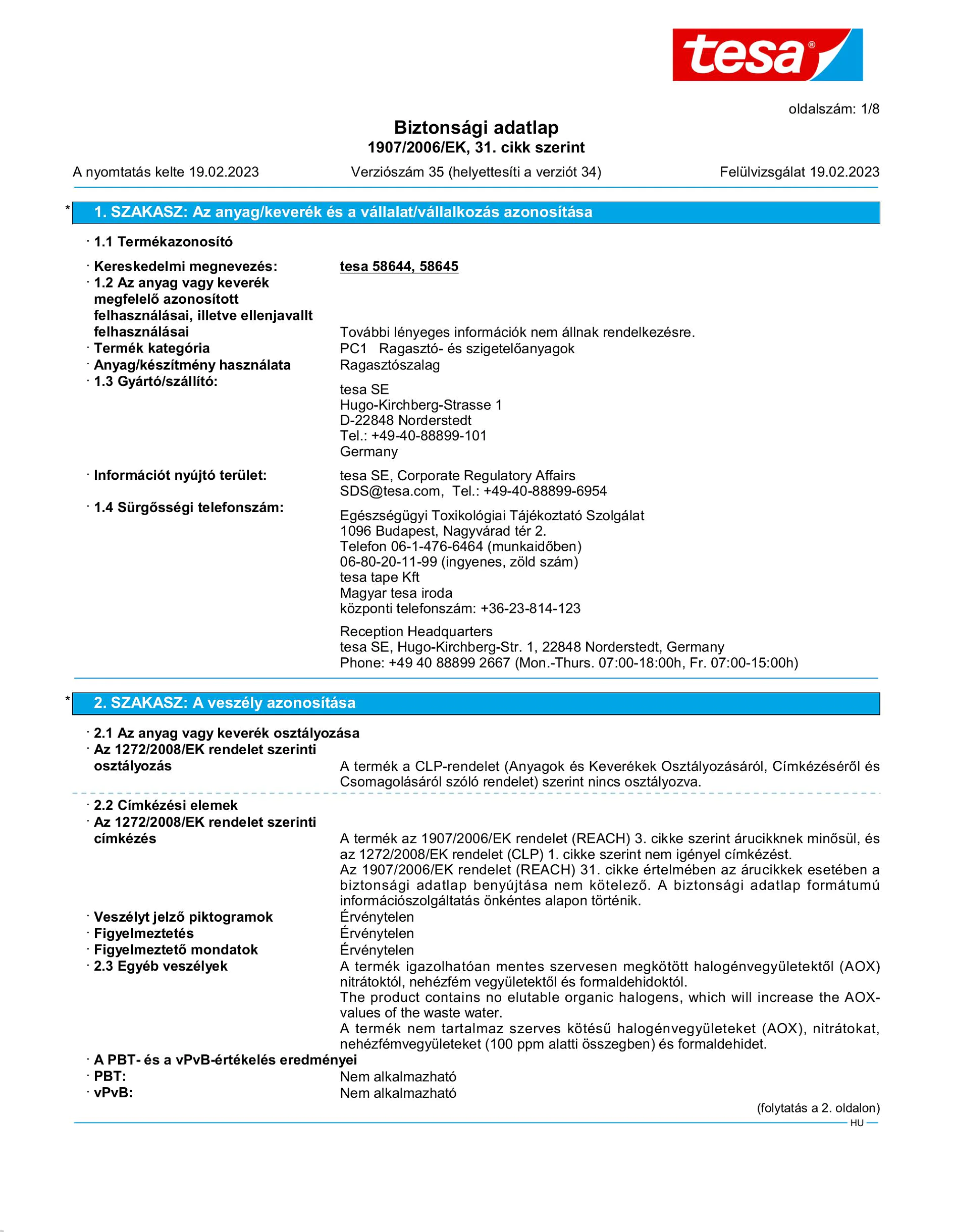 Safety data sheet_tesapack® 4124PVC30_hu-HU_v35