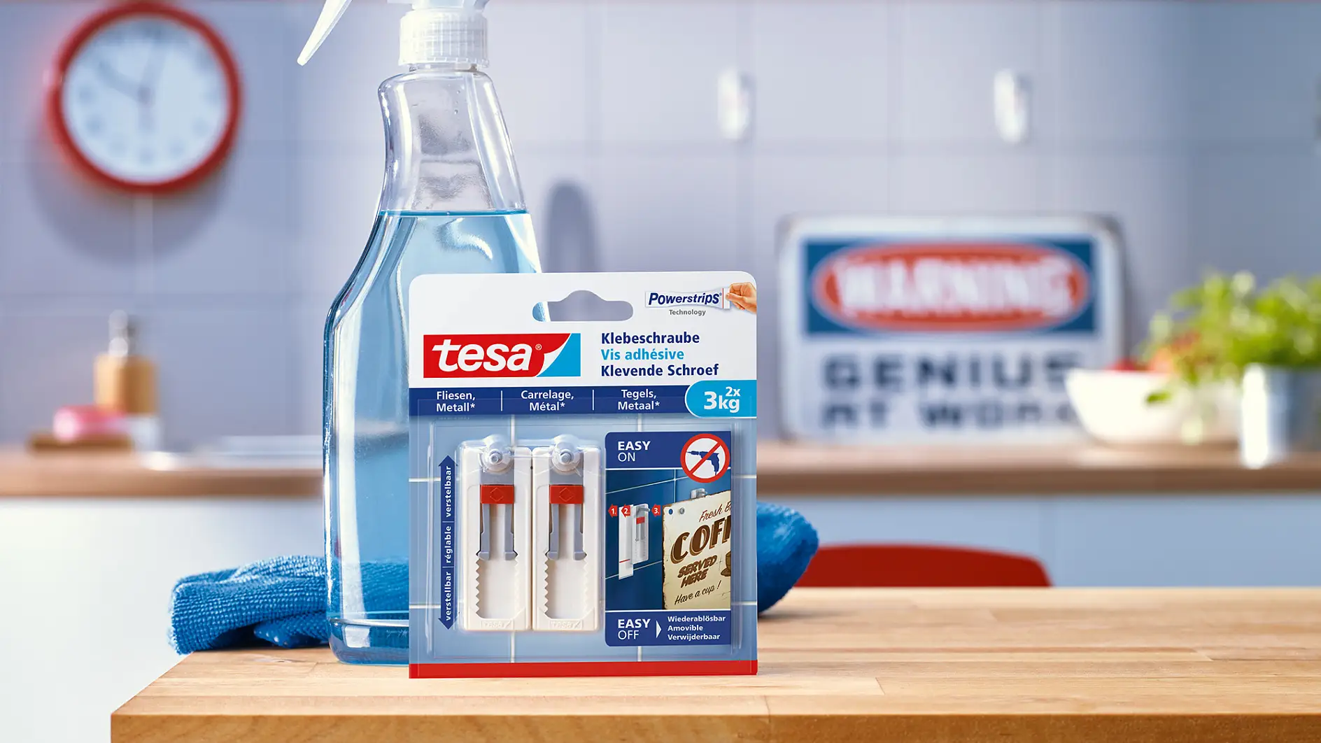 How to use the tesa® Adjustable Adhesive Screw for Tiles & Metal 3kg.