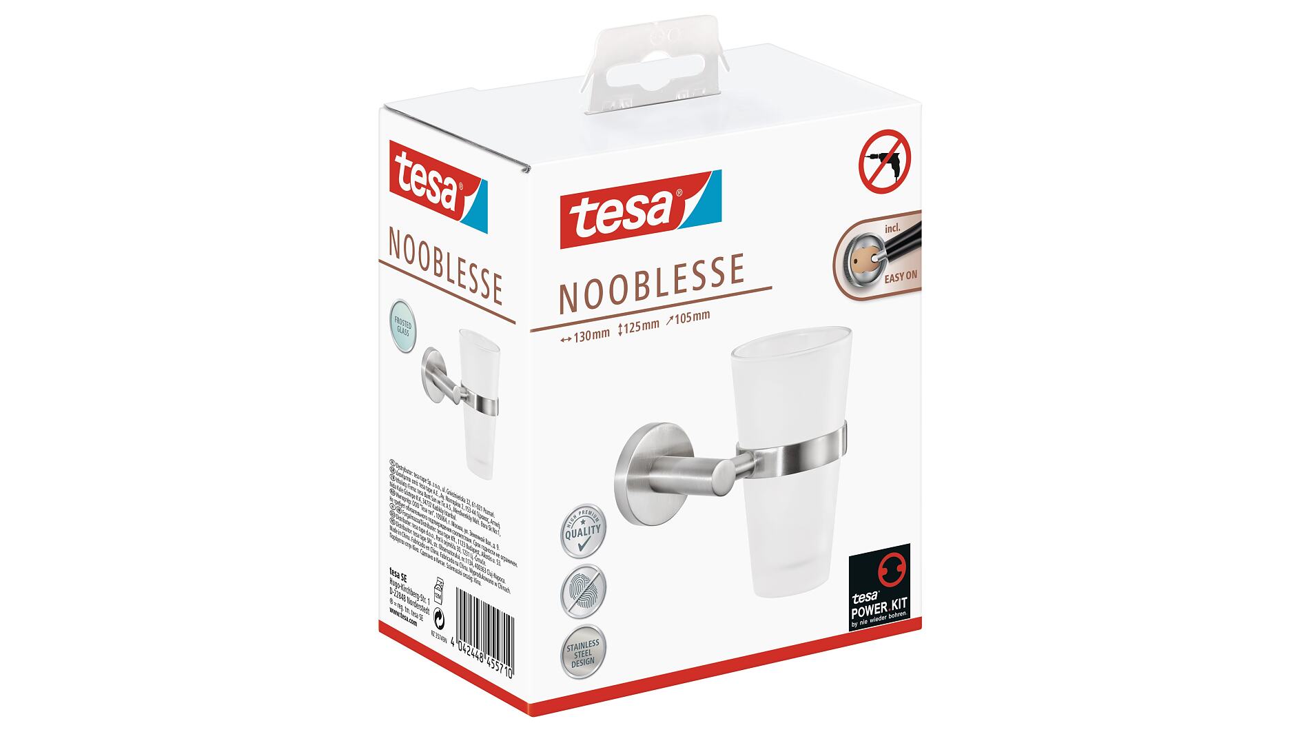 tesa® Appendi accappatoio Nooblesse, autoadesivo, look acciaio inox, design  superbo - tesa