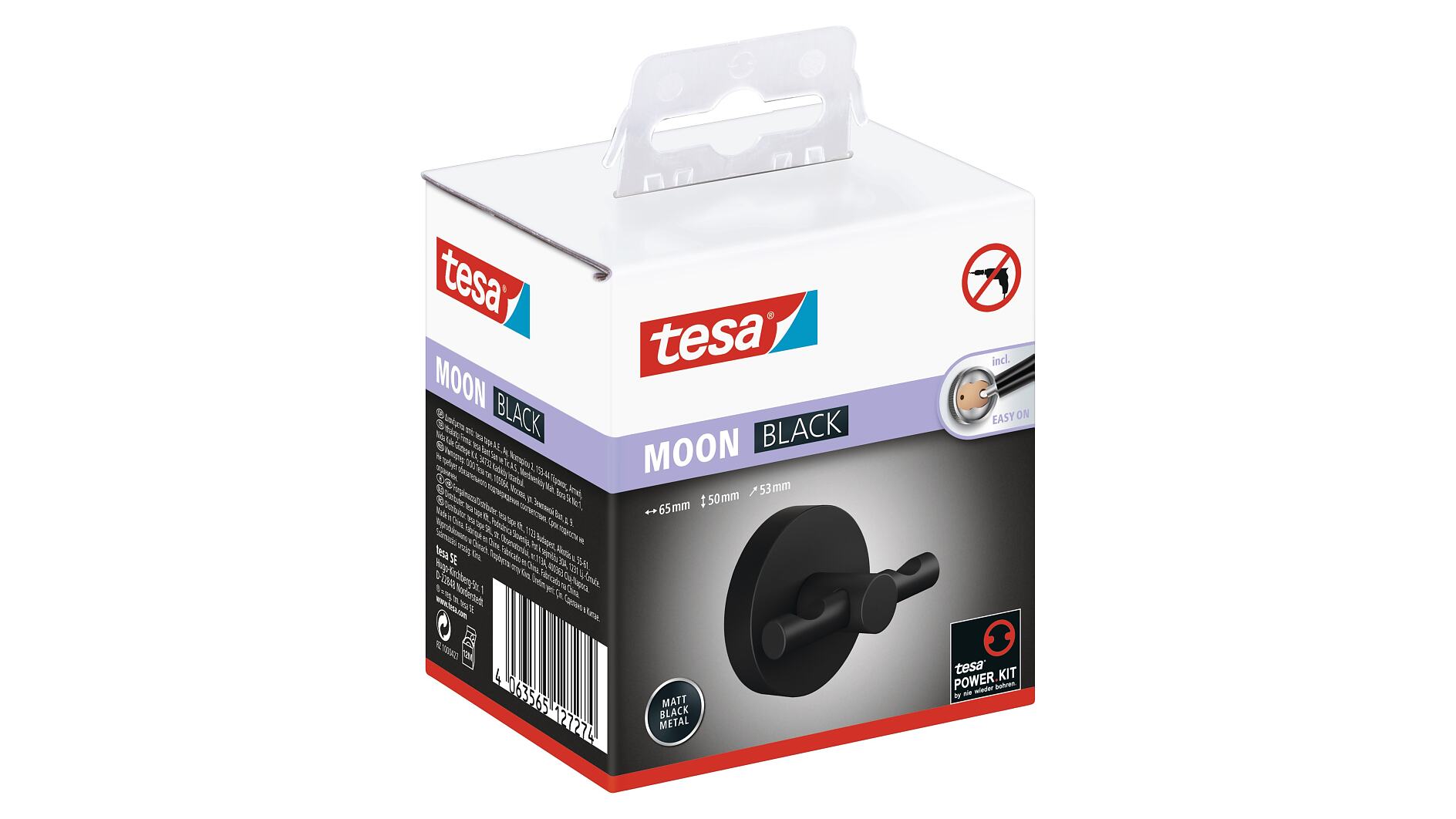 tesa® Moon White Gancio per accappatoio bianco, autoadesivo, metallo  verniciato a polvere - tesa