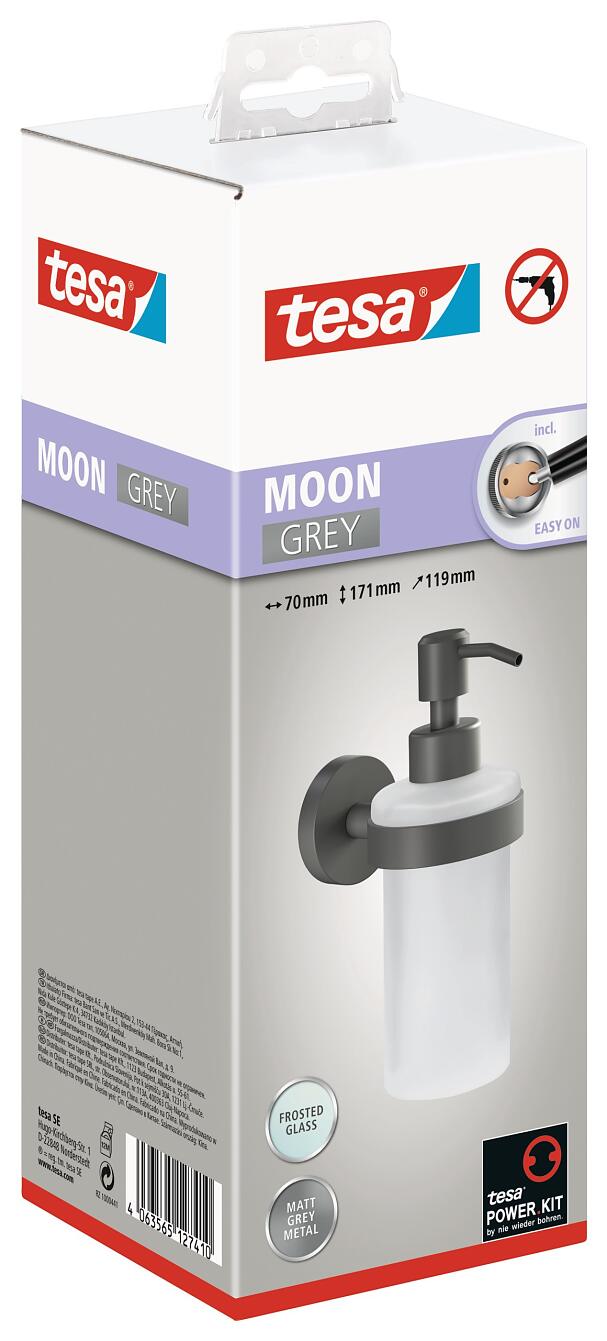 tesa® Moon Grey Dispenser sapone liquido grigio, autoadesivo, metallo  verniciato a polvere - tesa
