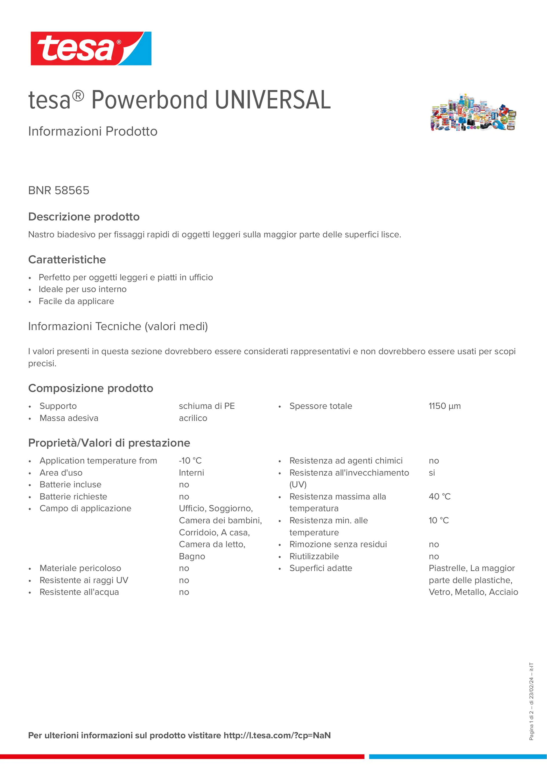 Product information_tesa® Powerbond 58565_it-IT