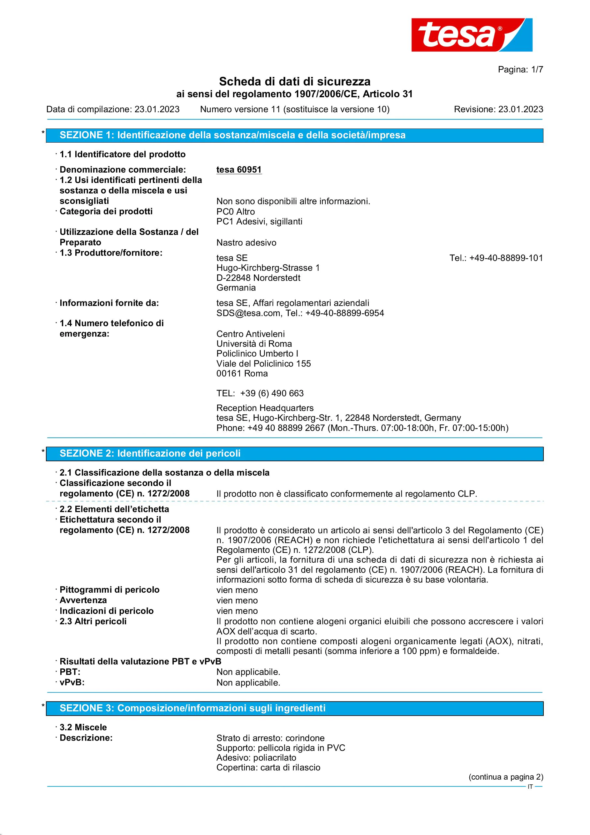 Safety data sheet_tesa® Professional 60951_it-IT_v11