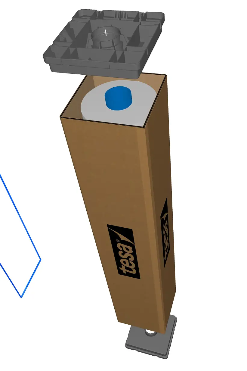 Le pareti terminali sono utilizzate negli stabilimenti tesa per imballare in modo sicuro grandi rotoli di nastro adesivo industriale per il trasporto.