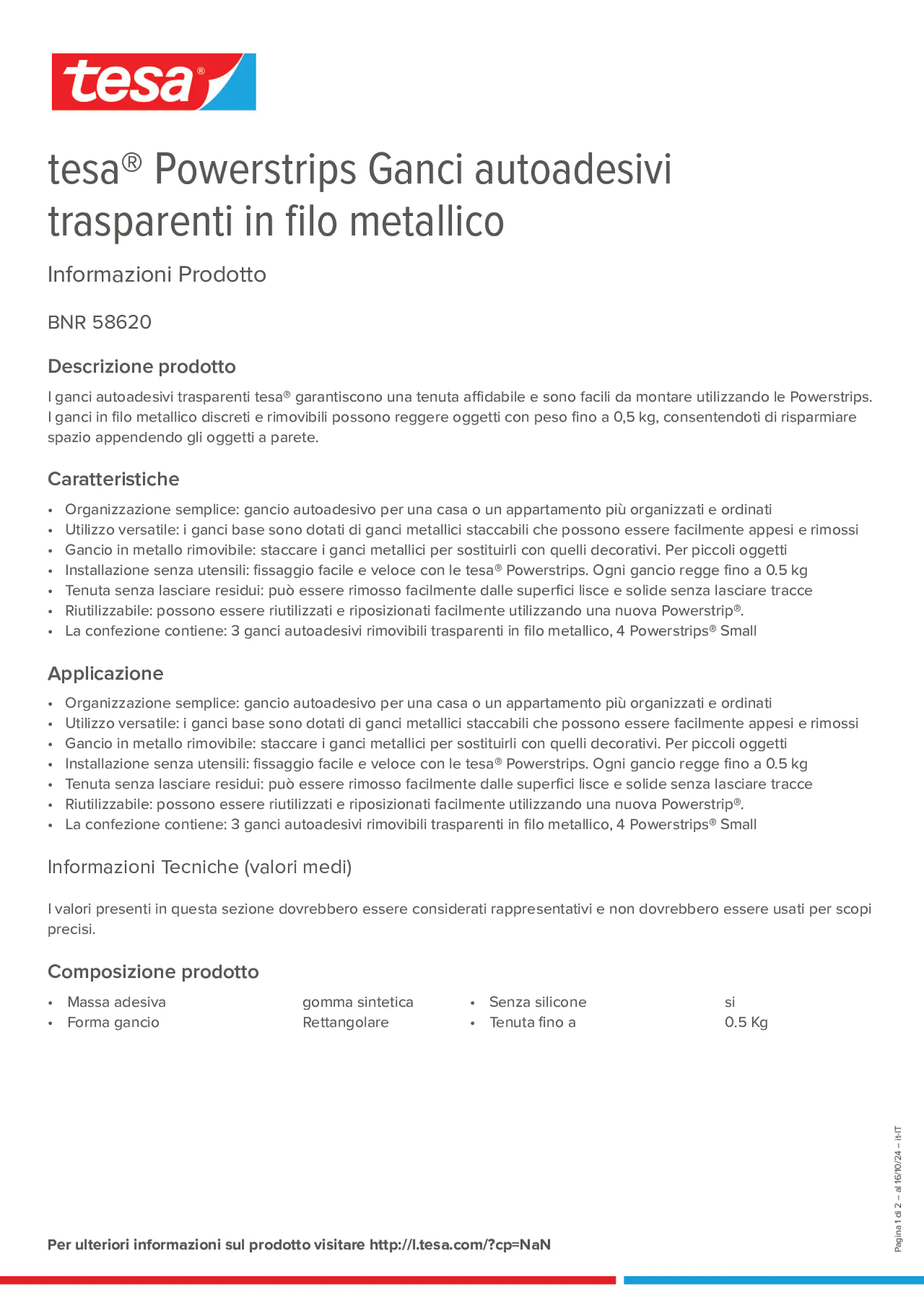 Product information_tesa® Powerstrips 58620_it-IT