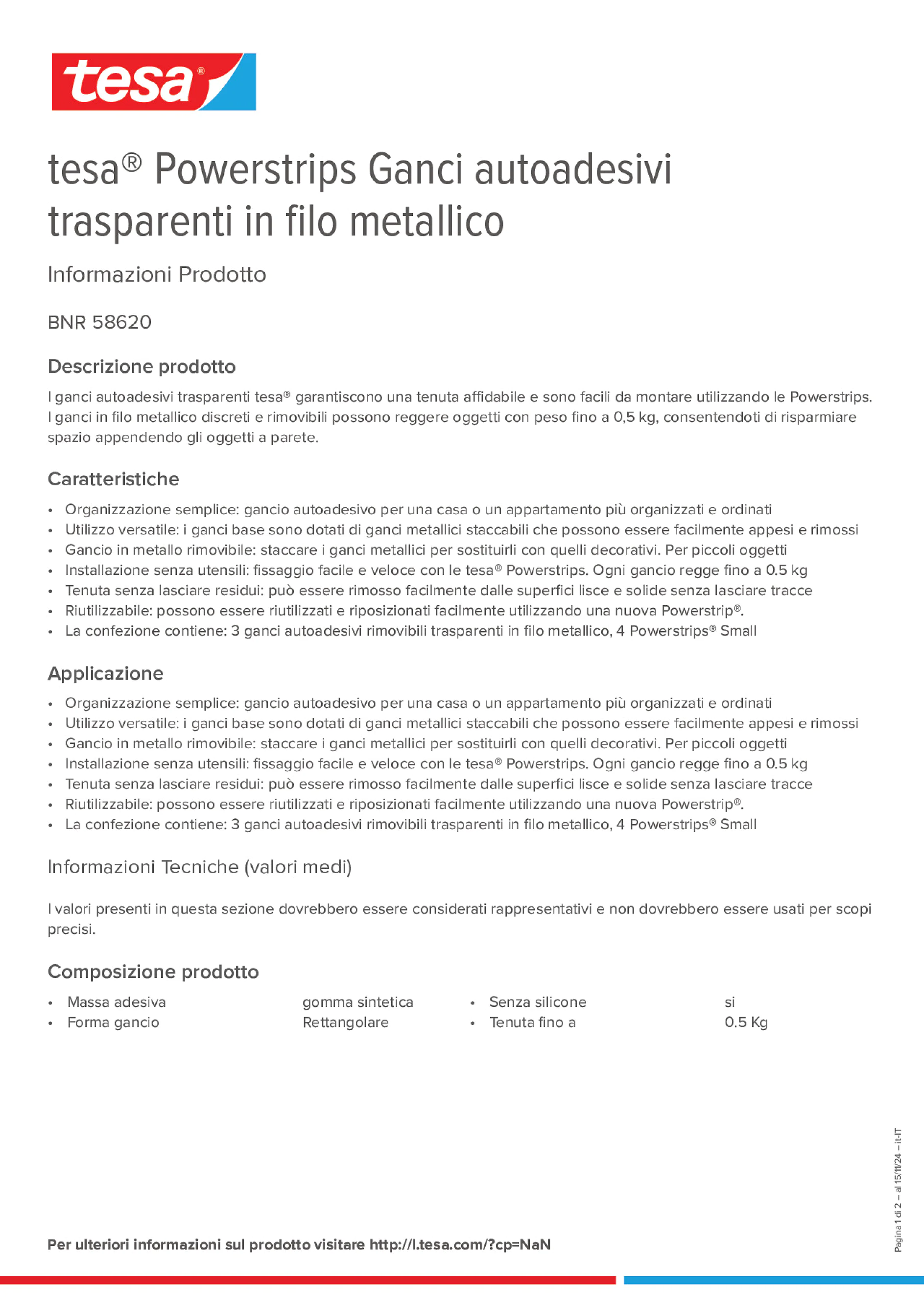 Product information_tesa® Powerstrips 58620_it-IT
