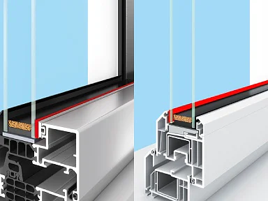 tesa® ACXplusの用途例：アルミ・樹脂サッシとガラスの接着