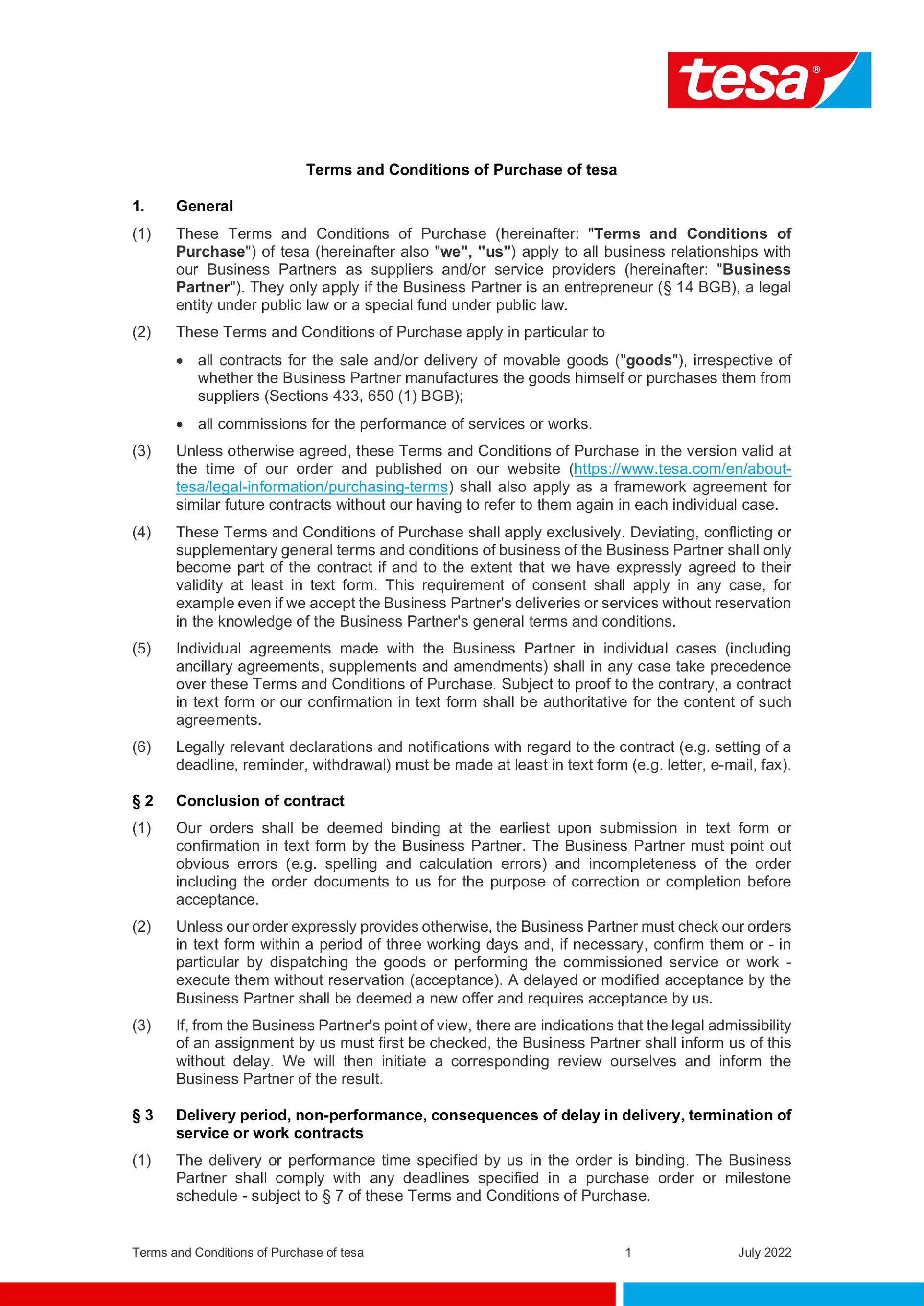 Terms and Conditions of Purchase of tesa SE English April 2021