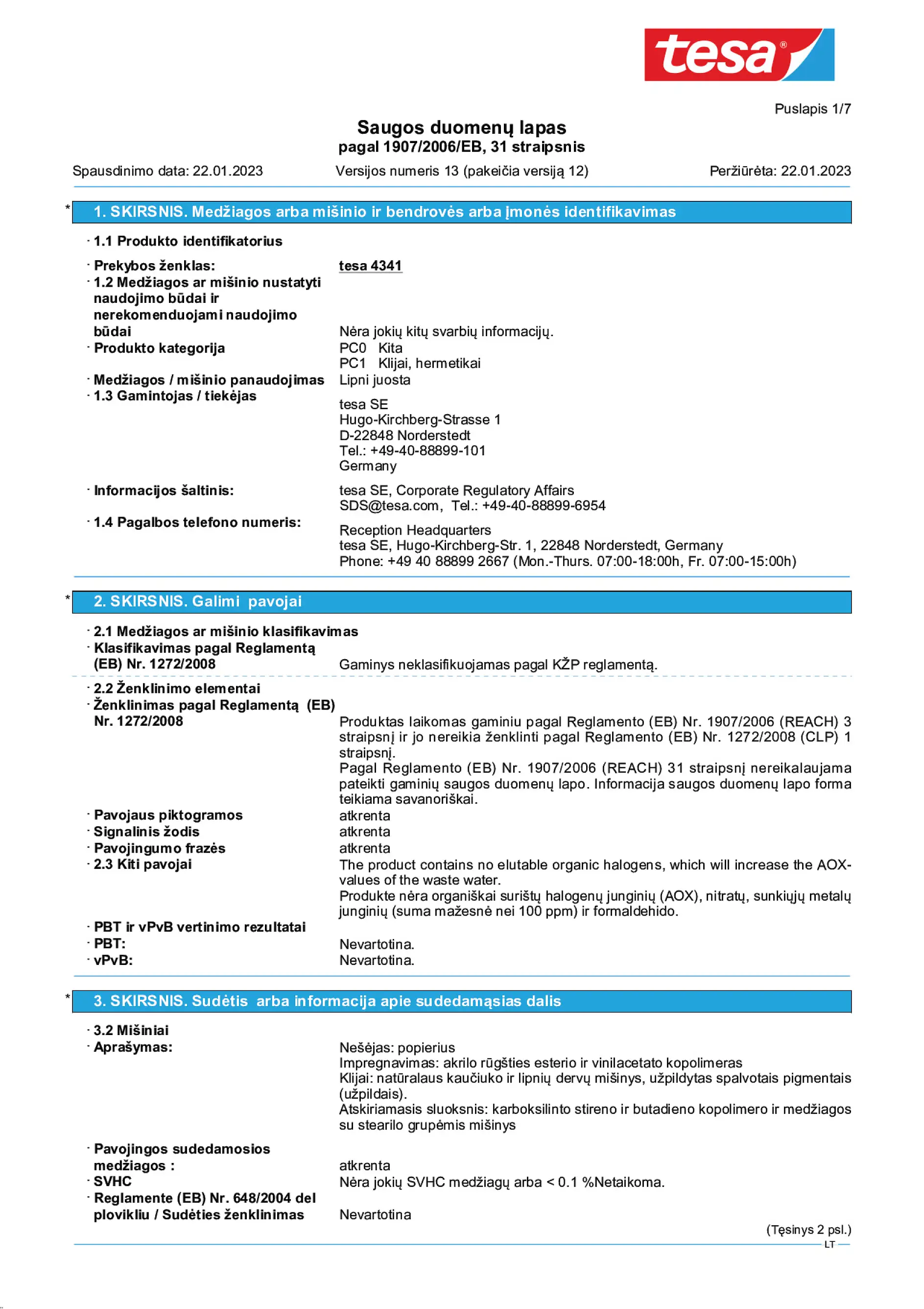 Safety data sheet_tesa® 4341_lt-LT_v13