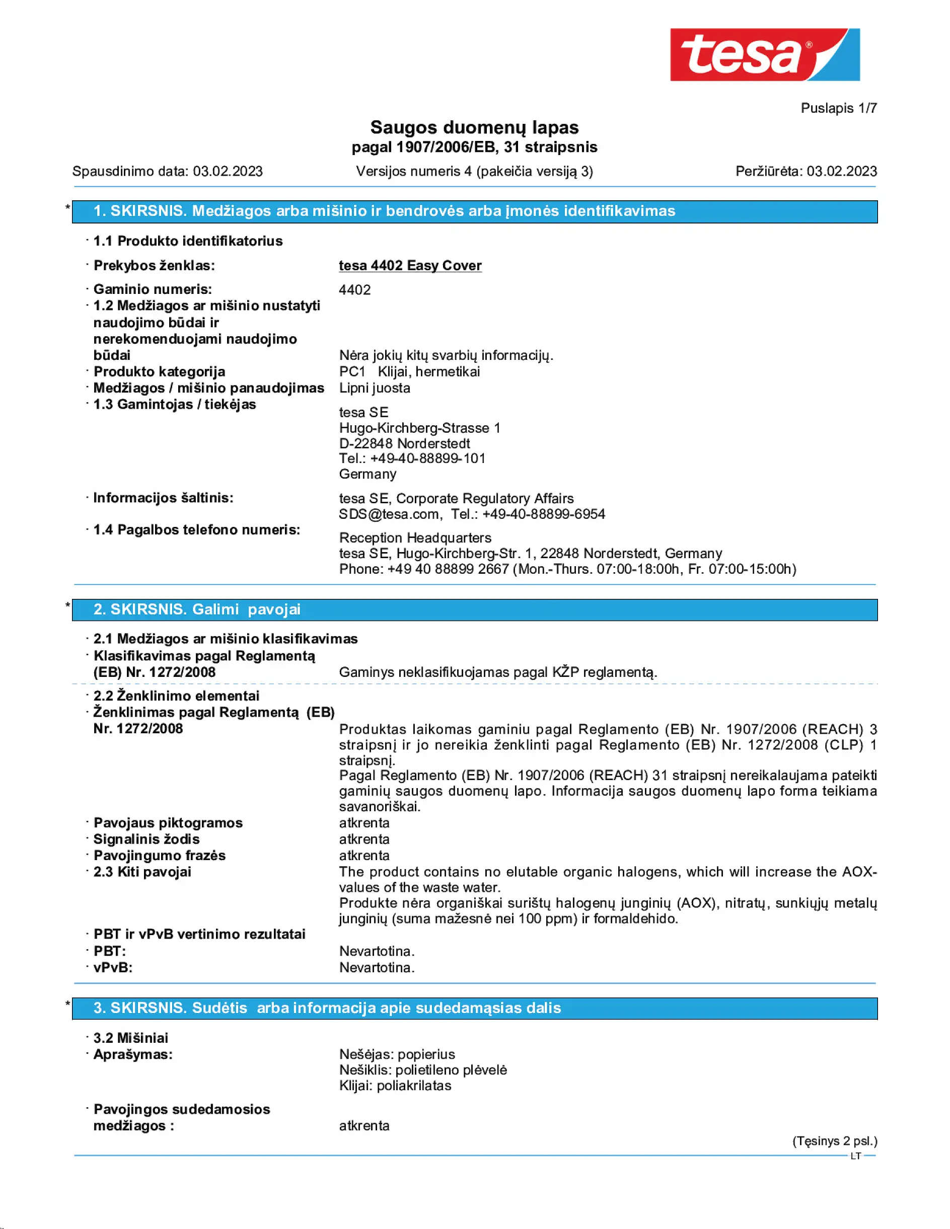 Safety data sheet_tesa® Professional 04402_lt-LT_v4