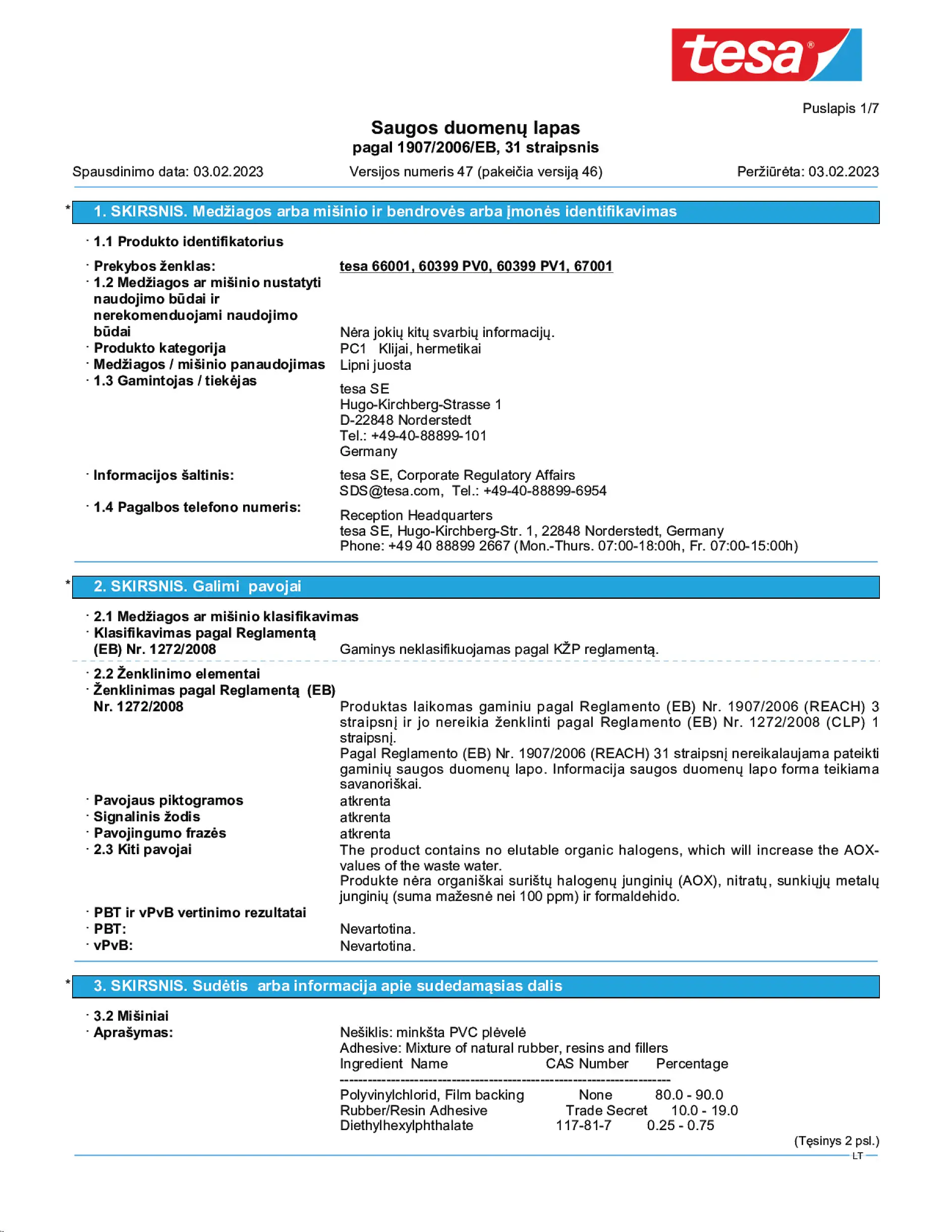 Safety data sheet_tesa® Professional 60399_lt-LT_v47