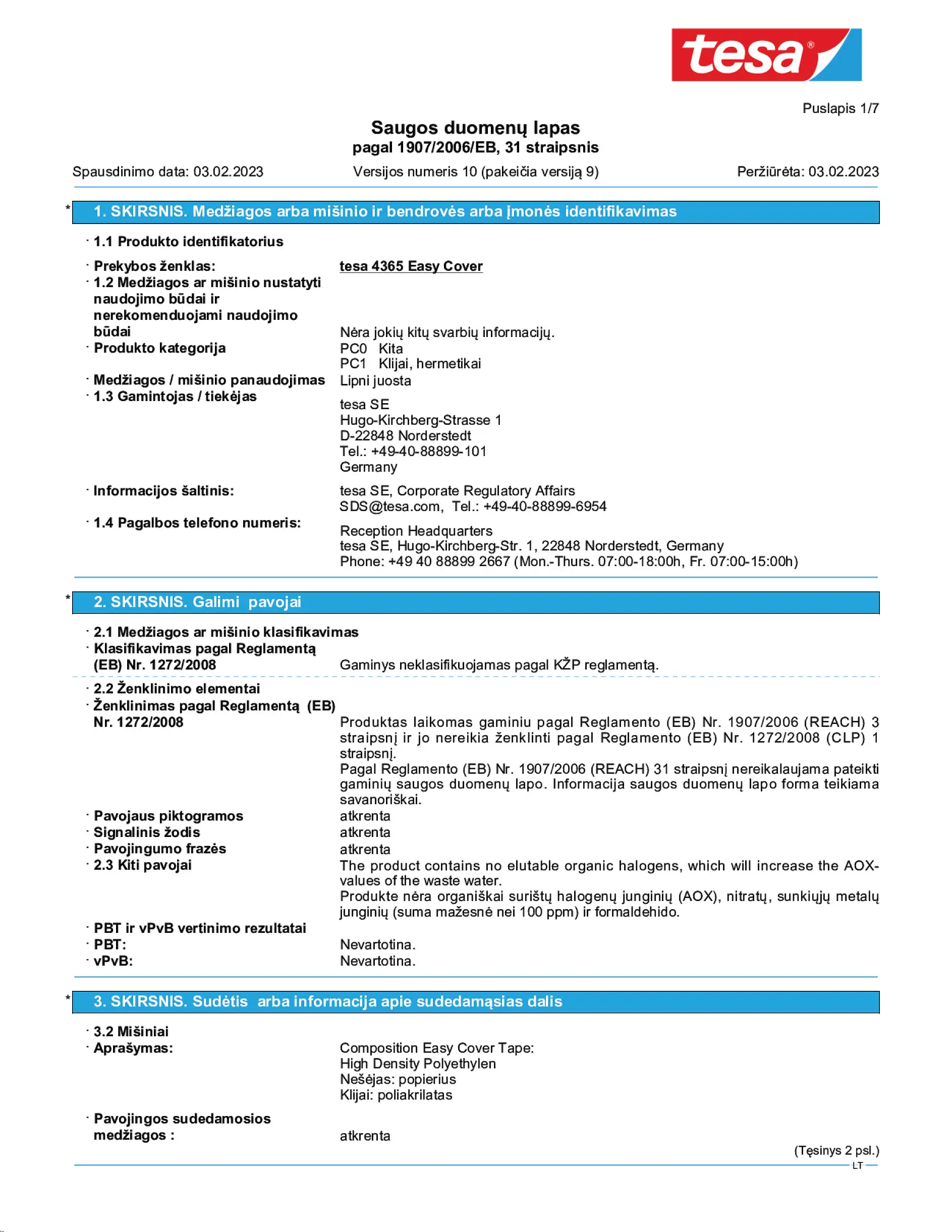 Safety data sheet_tesa® Professional 04365_lt-LT_v10