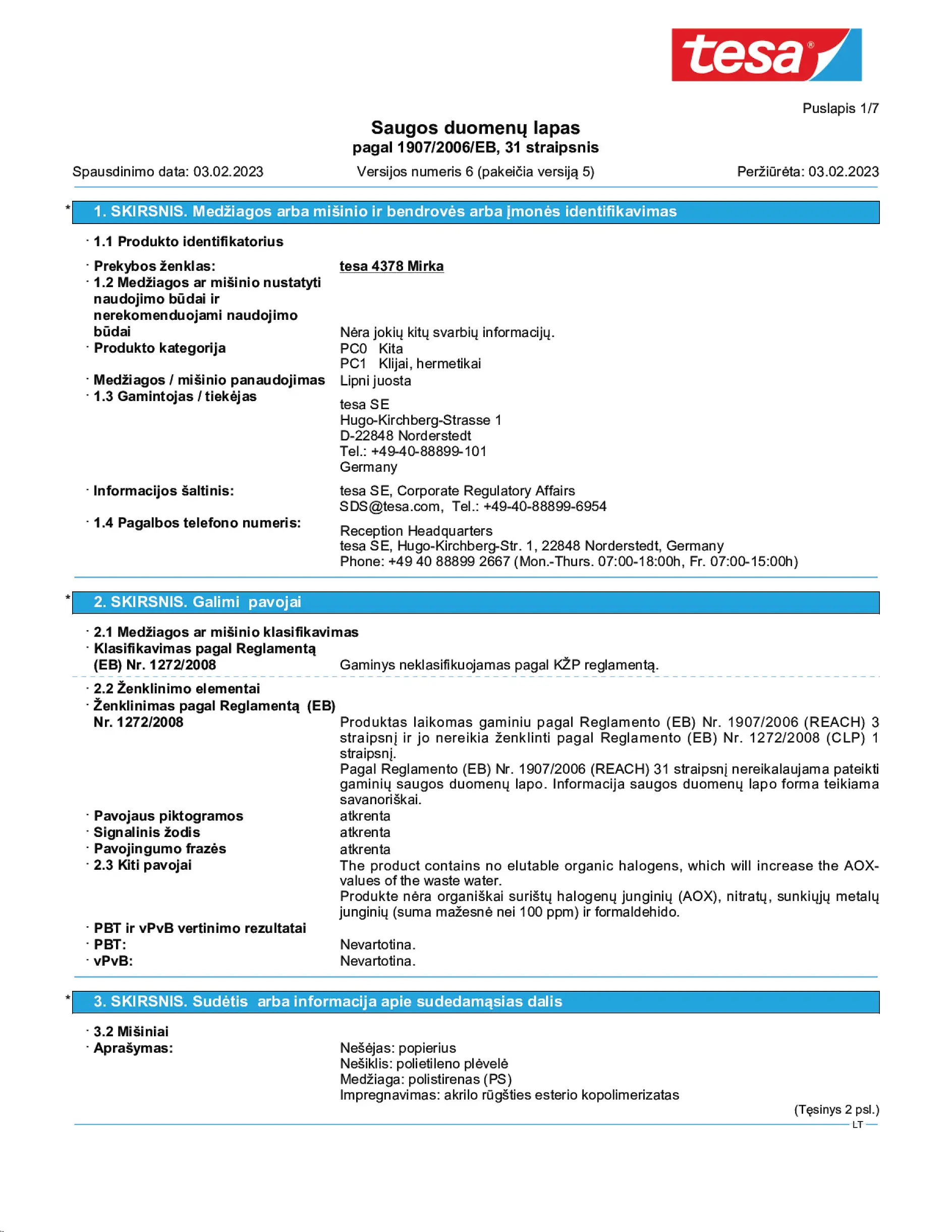 Safety data sheet_tesa® 04378_lt-LT_v6