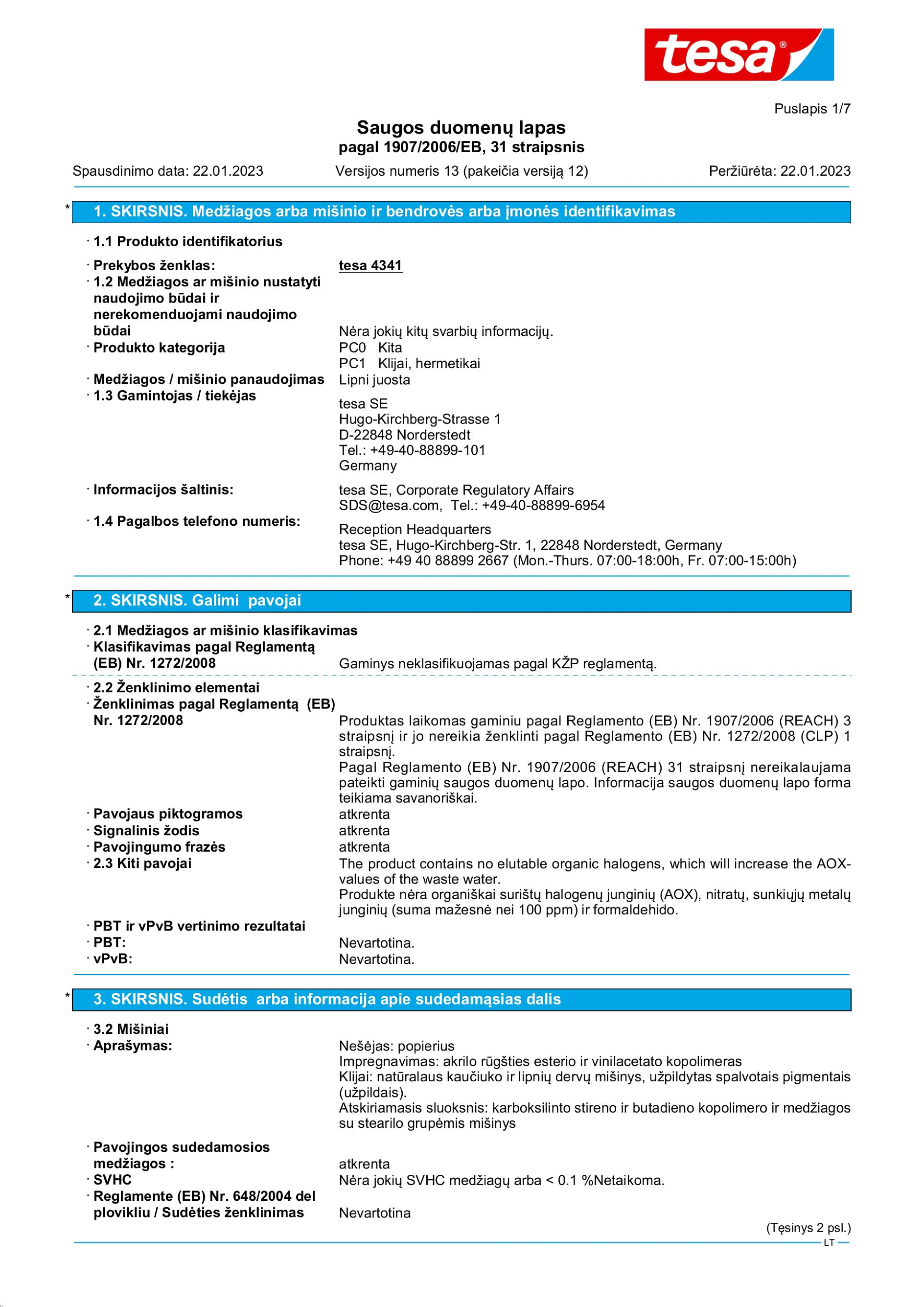 Safety data sheet_tesa® 4341_lt-LT_v13