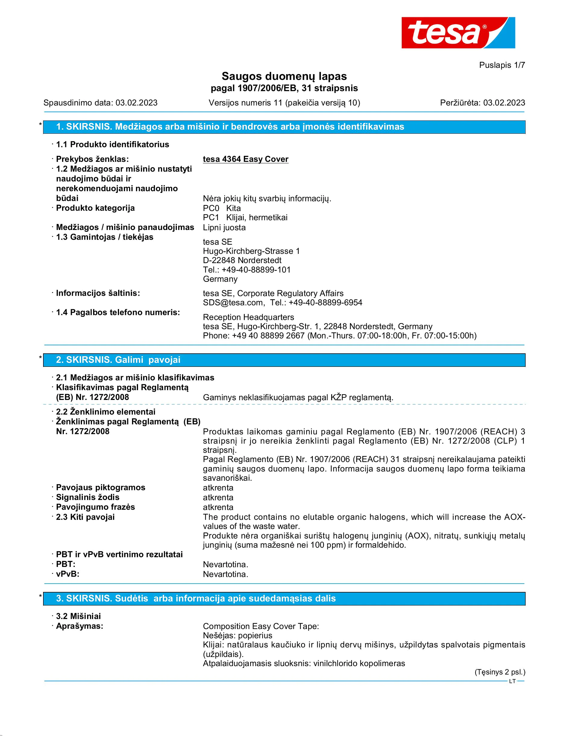 Safety data sheet_tesa® Professional 04364_lt-LT_v11