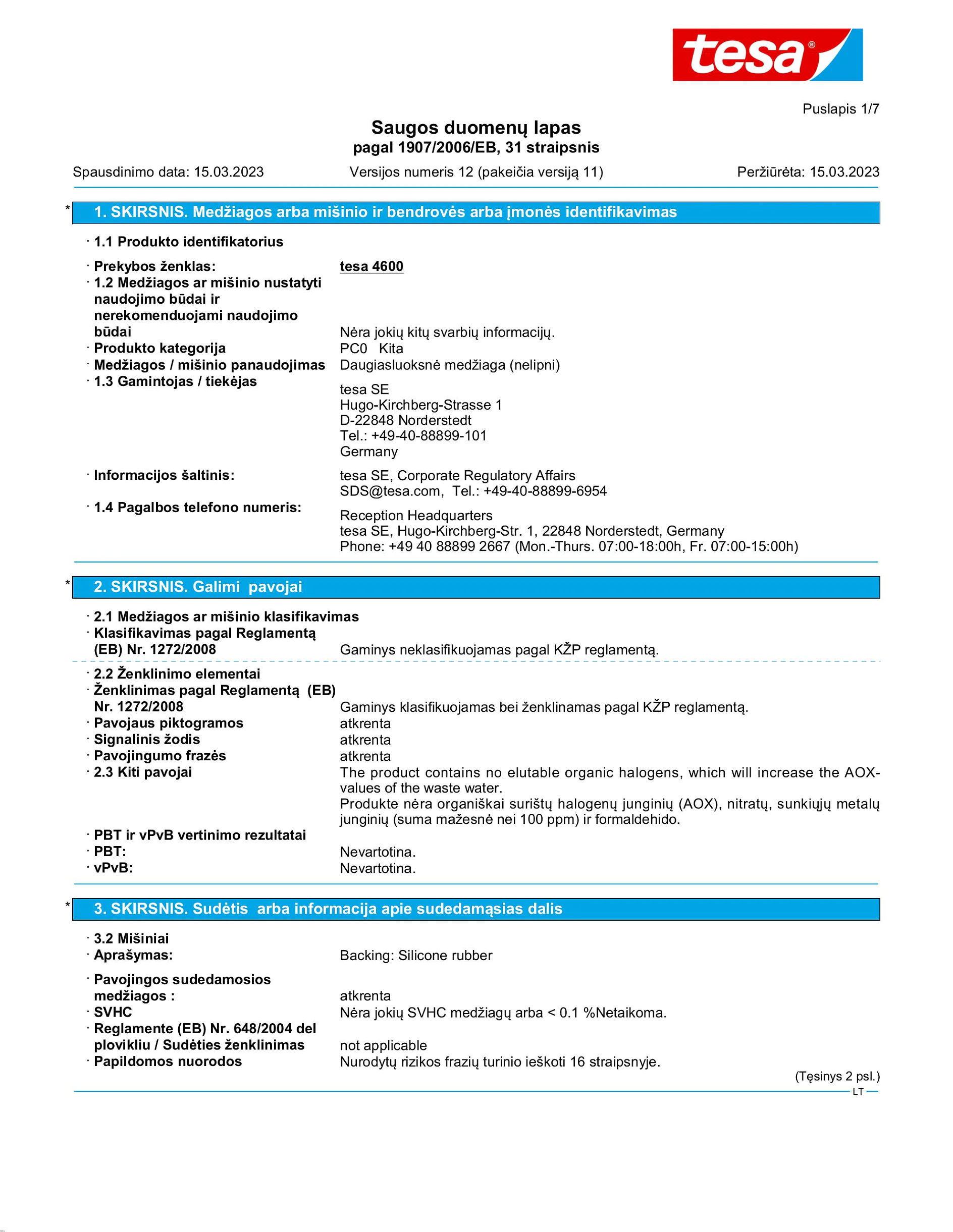 Safety data sheet_tesa® Professional 04600_lt-LT_v12