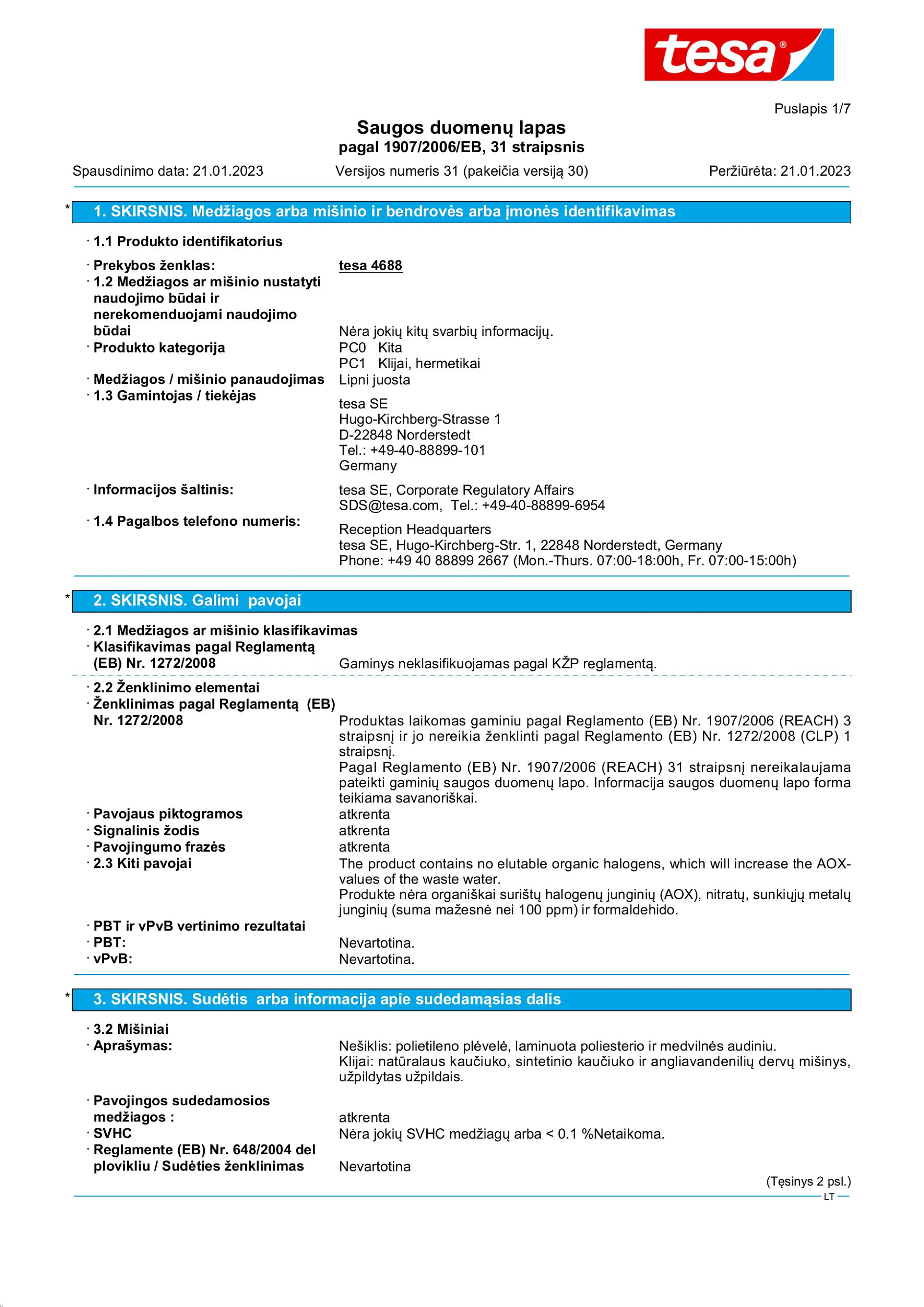 Safety data sheet_tesa® Professional 04688_lt-LT_v31