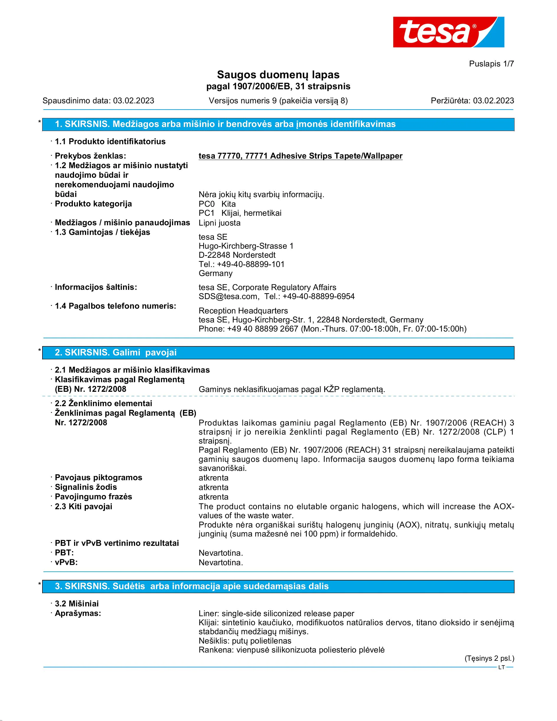 Safety data sheet_tesa® 77771_lt-LT_v9