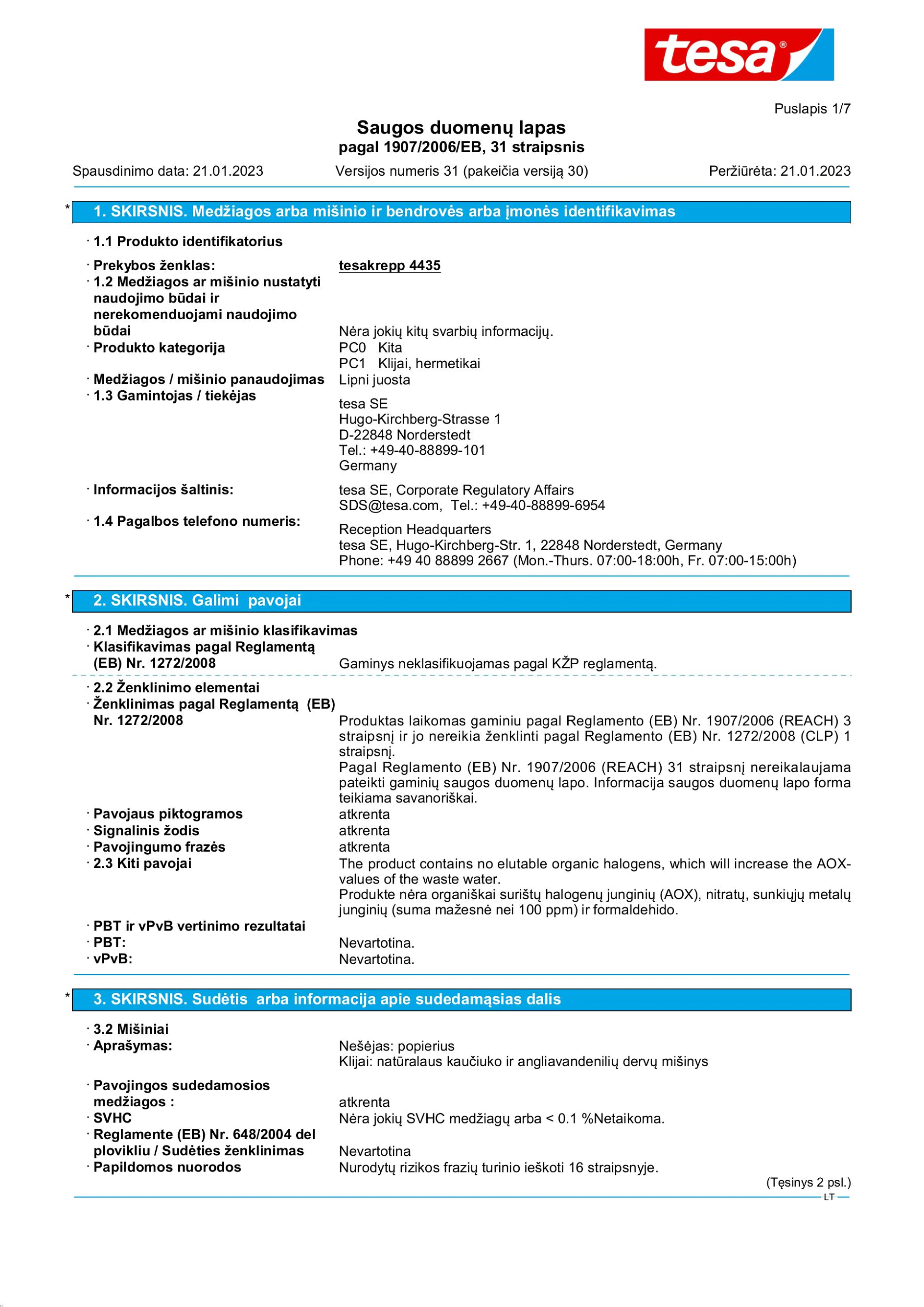 Safety data sheet_tesa® Professional 04435_lt-LT_v31