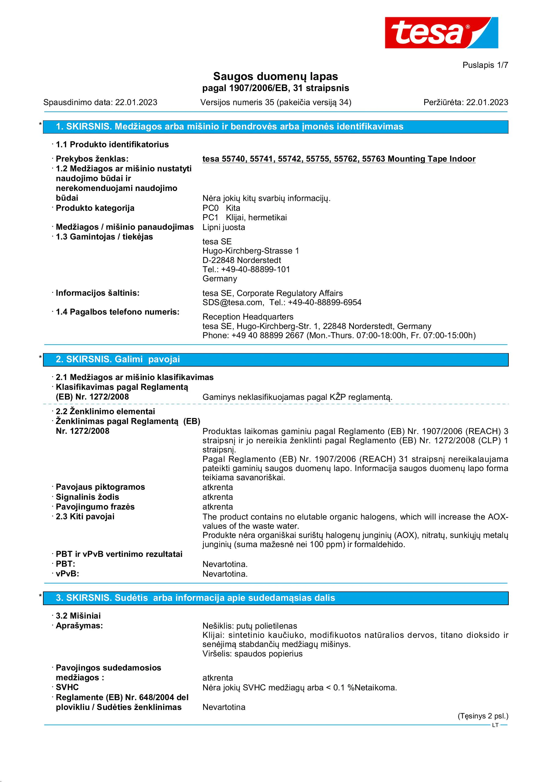 Safety data sheet_tesa® Powerbond 55740_lt-LT_v35